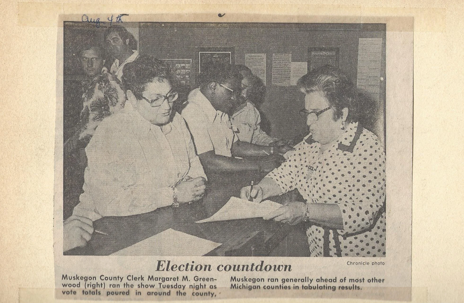 Margaret Greenwood, Muskegon Co Clerk, 1976.jpg