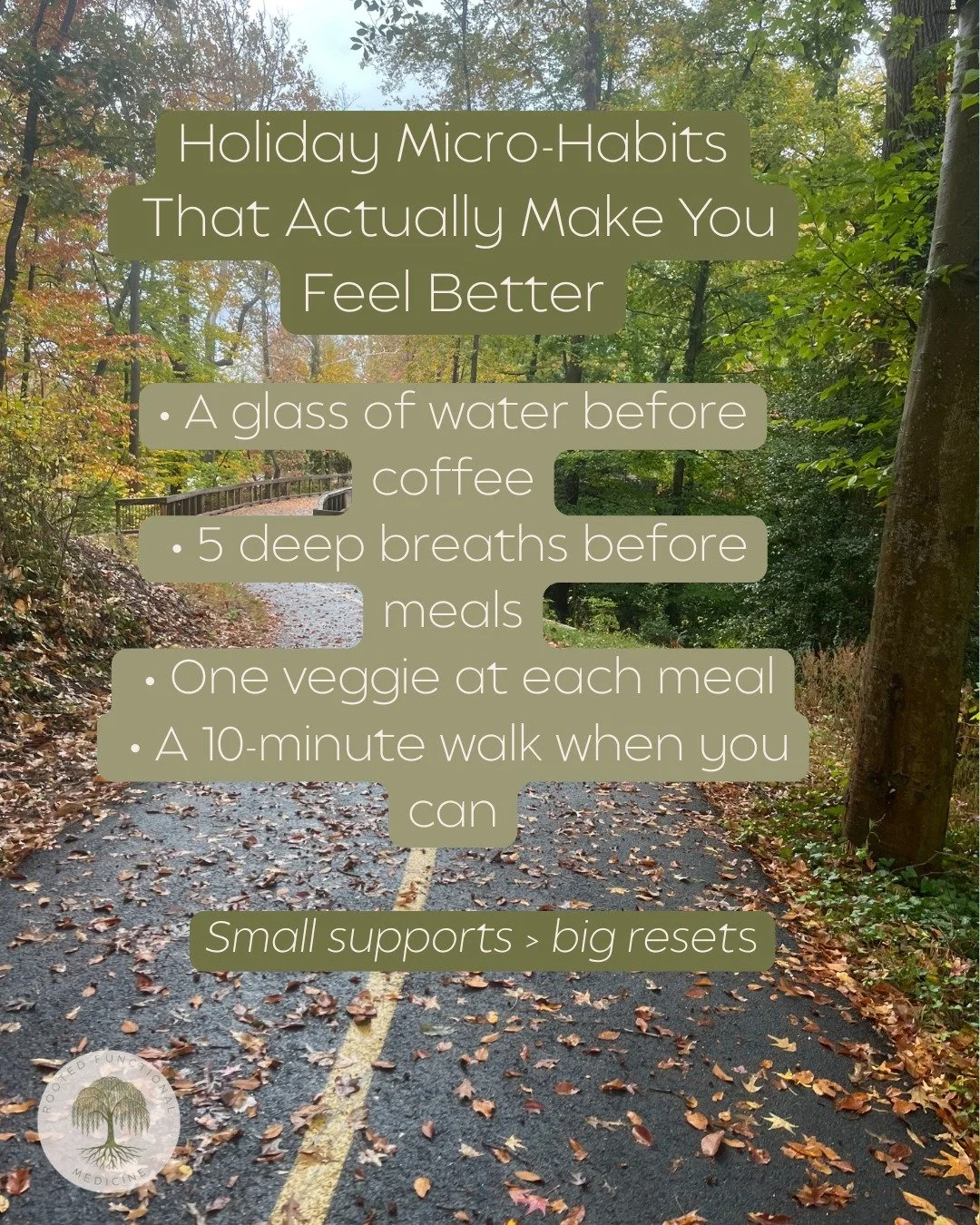 The day before Thanksgiving can feel&hellip;chaotic.
The good news? You don&rsquo;t need a full routine to feel grounded.

These tiny micro-habits support digestion, energy, blood sugar, and stress, without adding pressure.

Which one will you try to