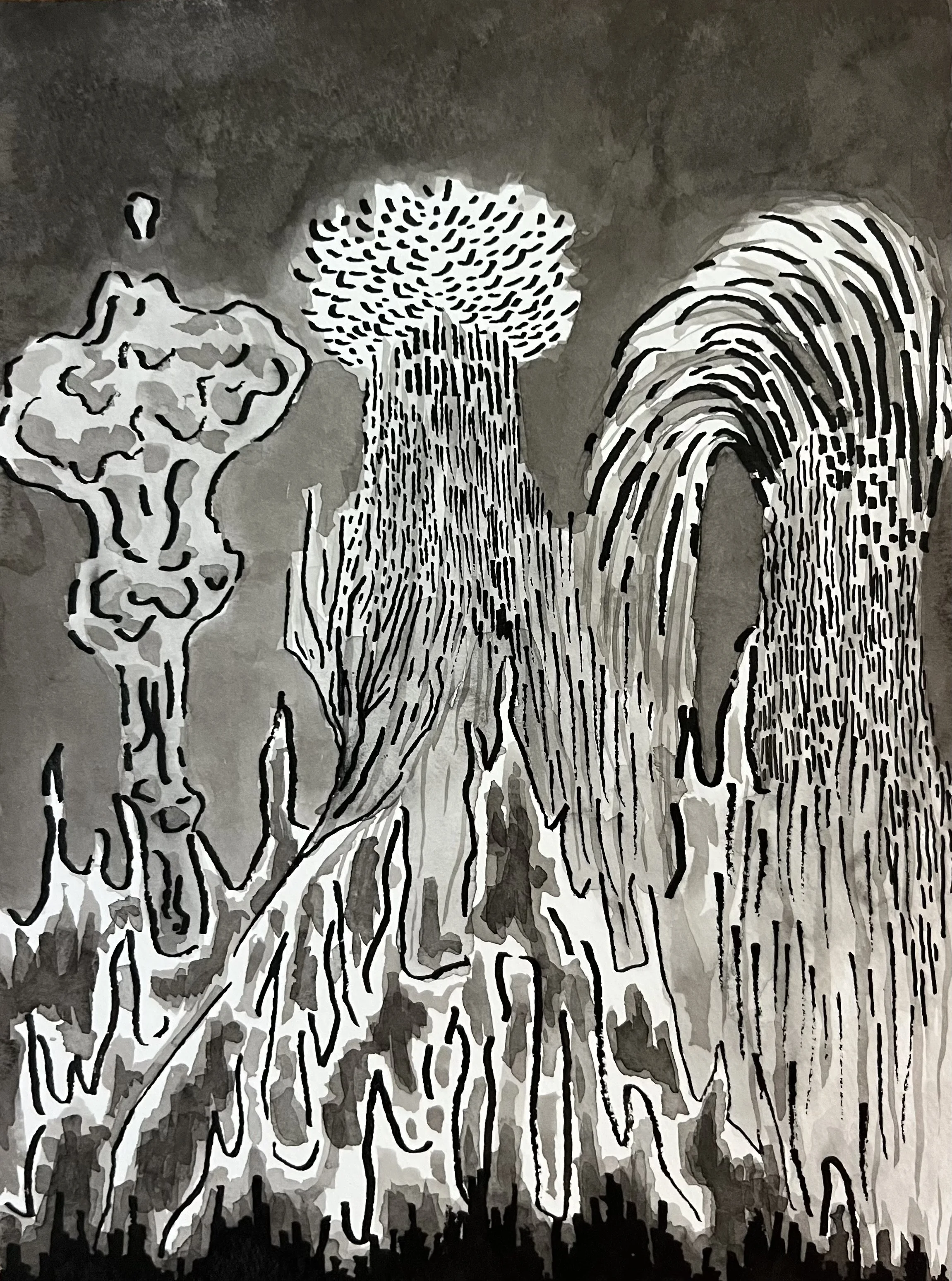 "adam's curse,' pen and ink on paper, 2025