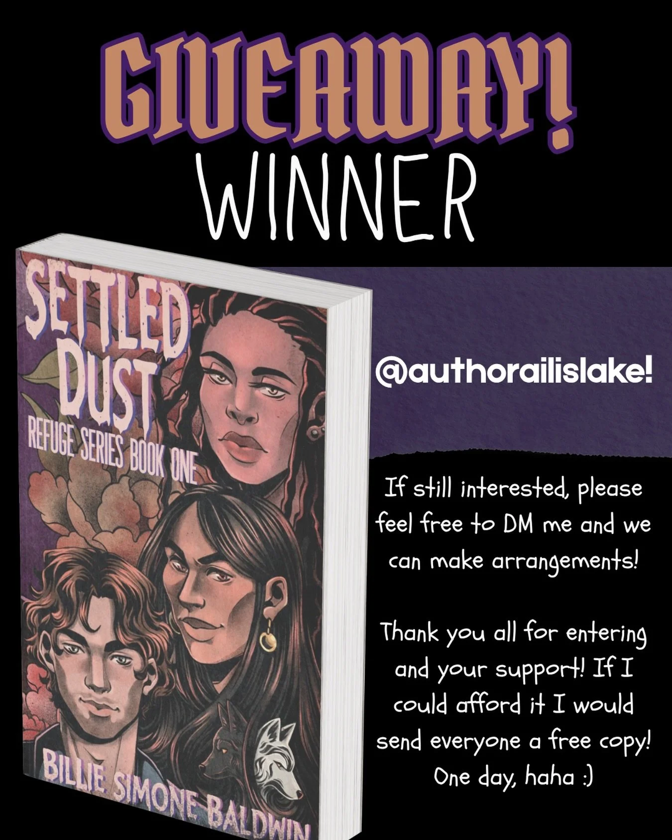 Paging @authorailislake 👀 - you are the giveaway winner! If still interested (no pressure) please DM me so I can get you your prize 💕. To everyone else! Thank you so much for supporting me! 🫶🏾