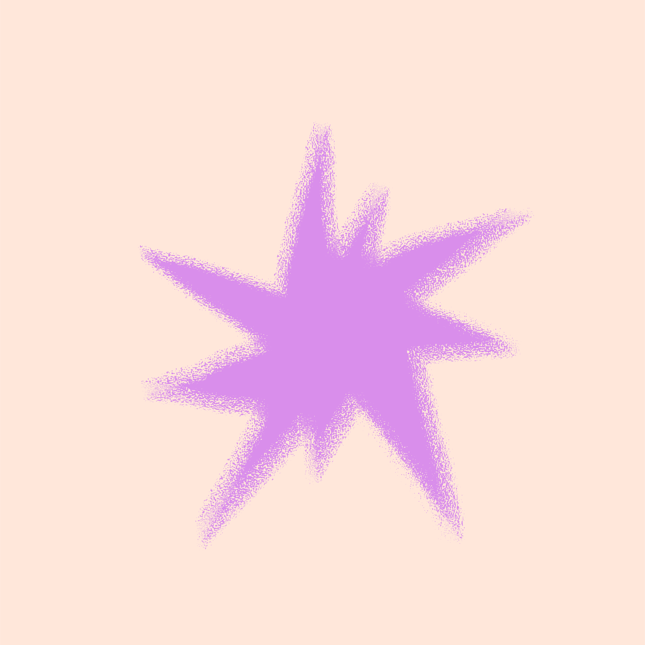 Estrella de color morado brillante sobre fondo beige claro.