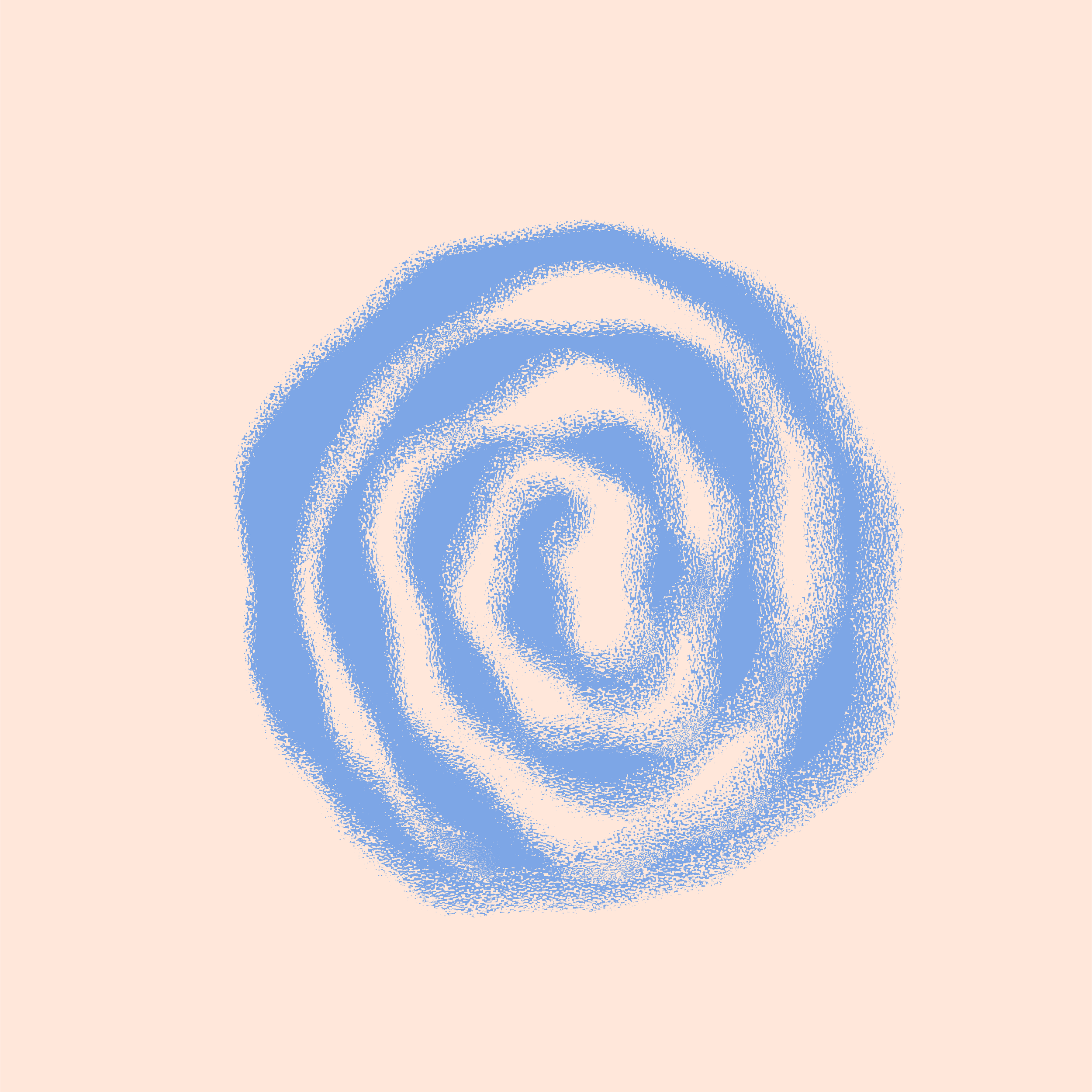 Harina de color azul en forma de espiral sobre fondo color rosa claro.