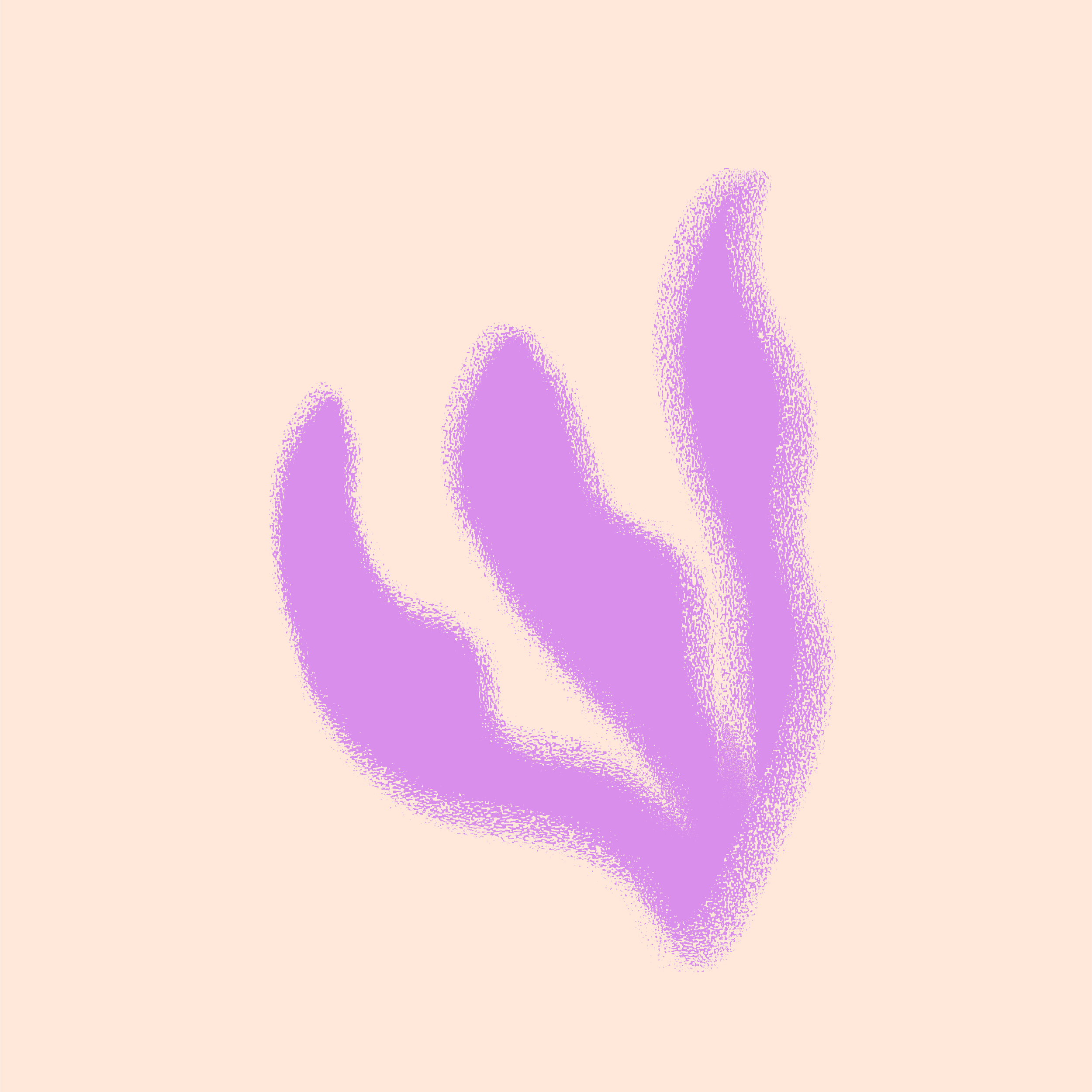 Formas abstractas en tonos morados y lilas sobre fondo crema