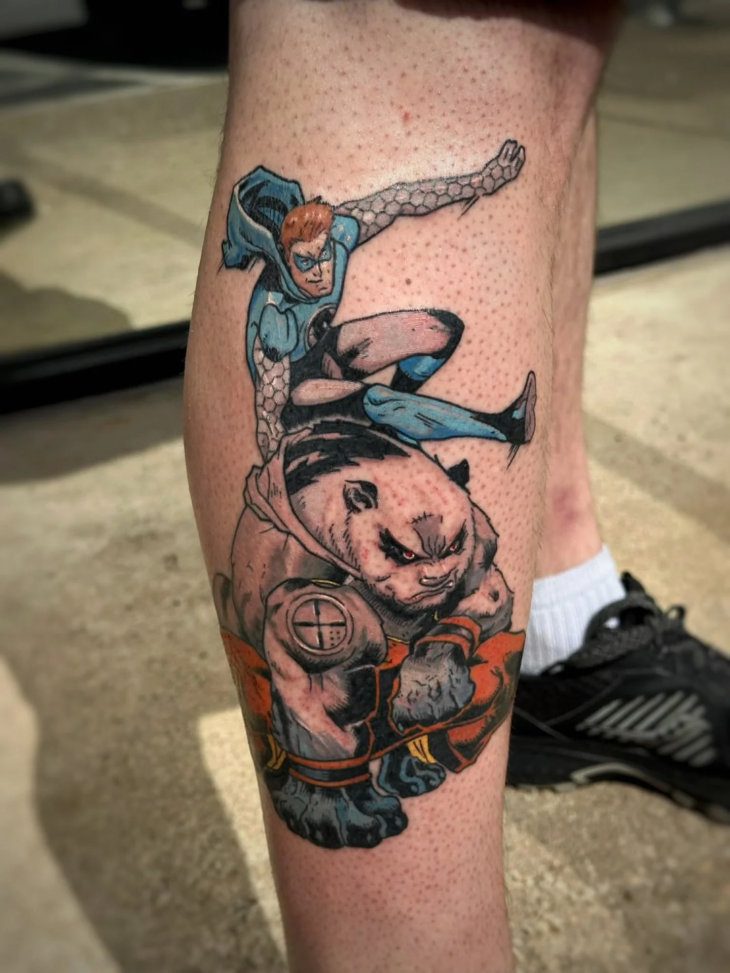 Comic energy ⚡️
Bold color 🔥
Done by @boldurtattoos 
Interested in something similar? 
DM him to discuss your next piece 🤩🔥

#tattoo #dmvtattooartist #comictattoo #customtattoo #dumfriestattoo