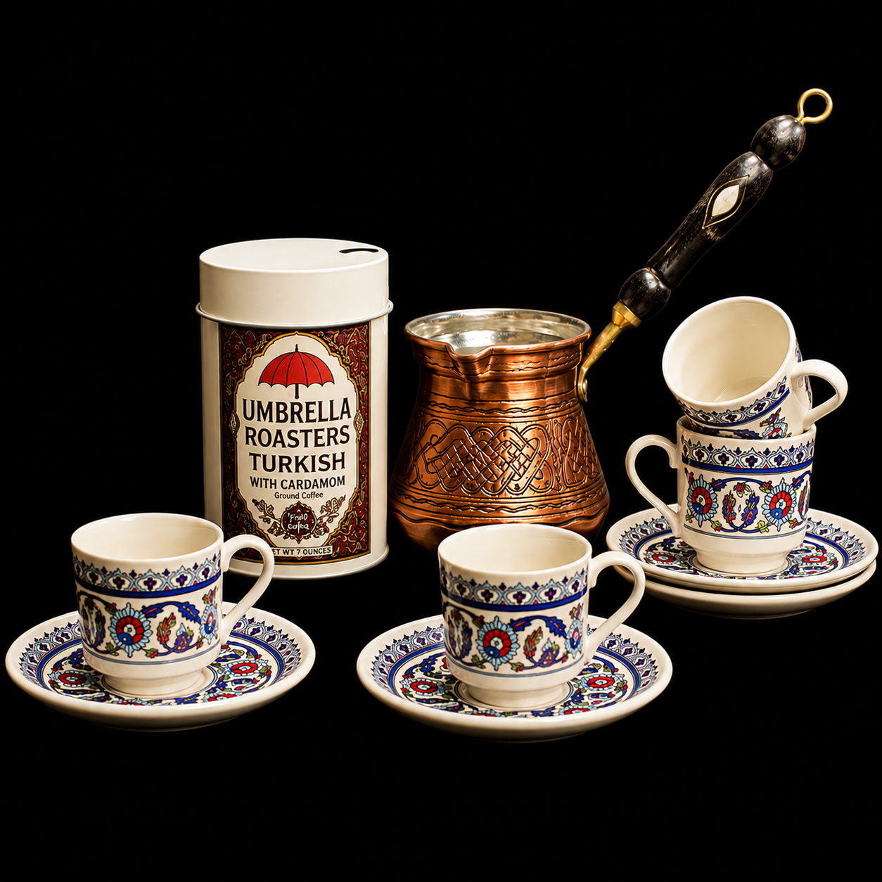 Turkish Coffee Gift Set for 4 - Copper