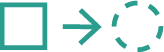 An icon showing a square, an arrow pointing right, and a dotted circle.
