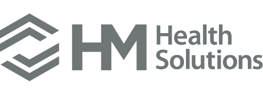HM Health Solutions logo in greyscale