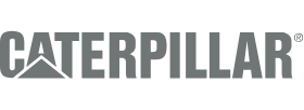 Caterpillar logo in black and grey lettering.