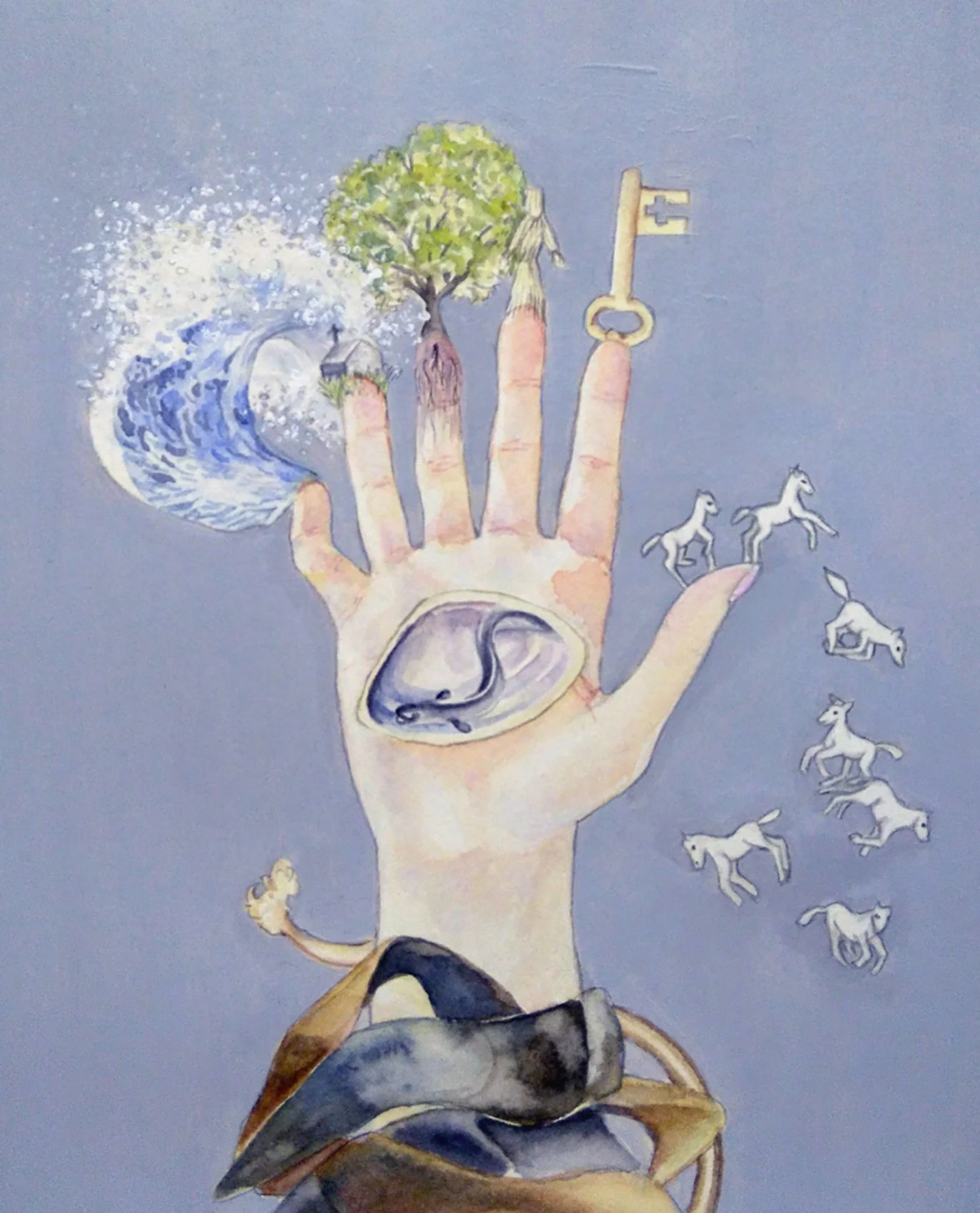 Hand of Prophecy, Watercolour on Paper, Sold