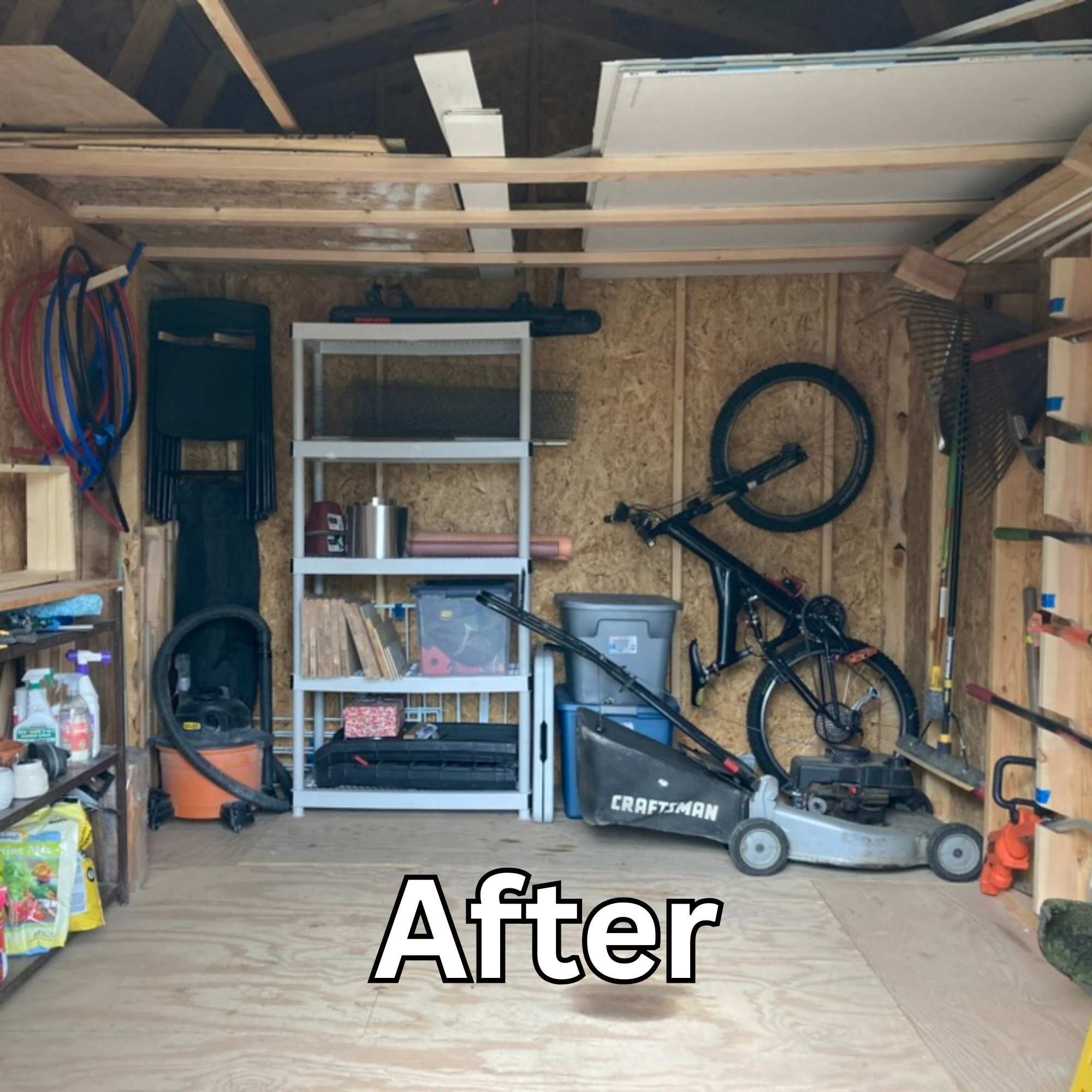 Organized shed after