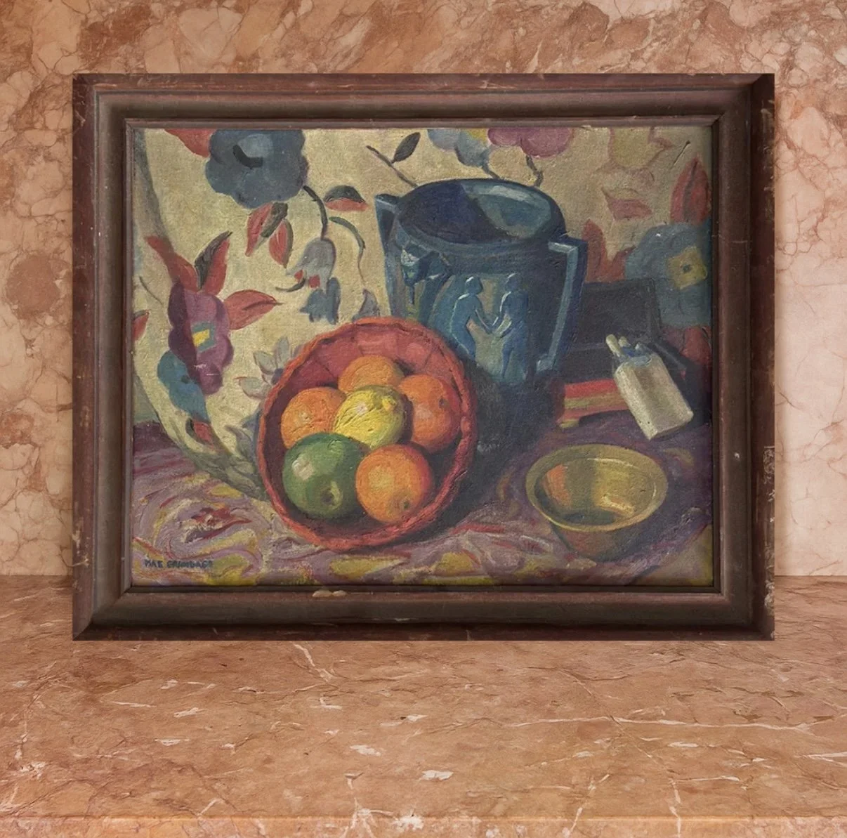 Mae Grandage oil on board floral still life