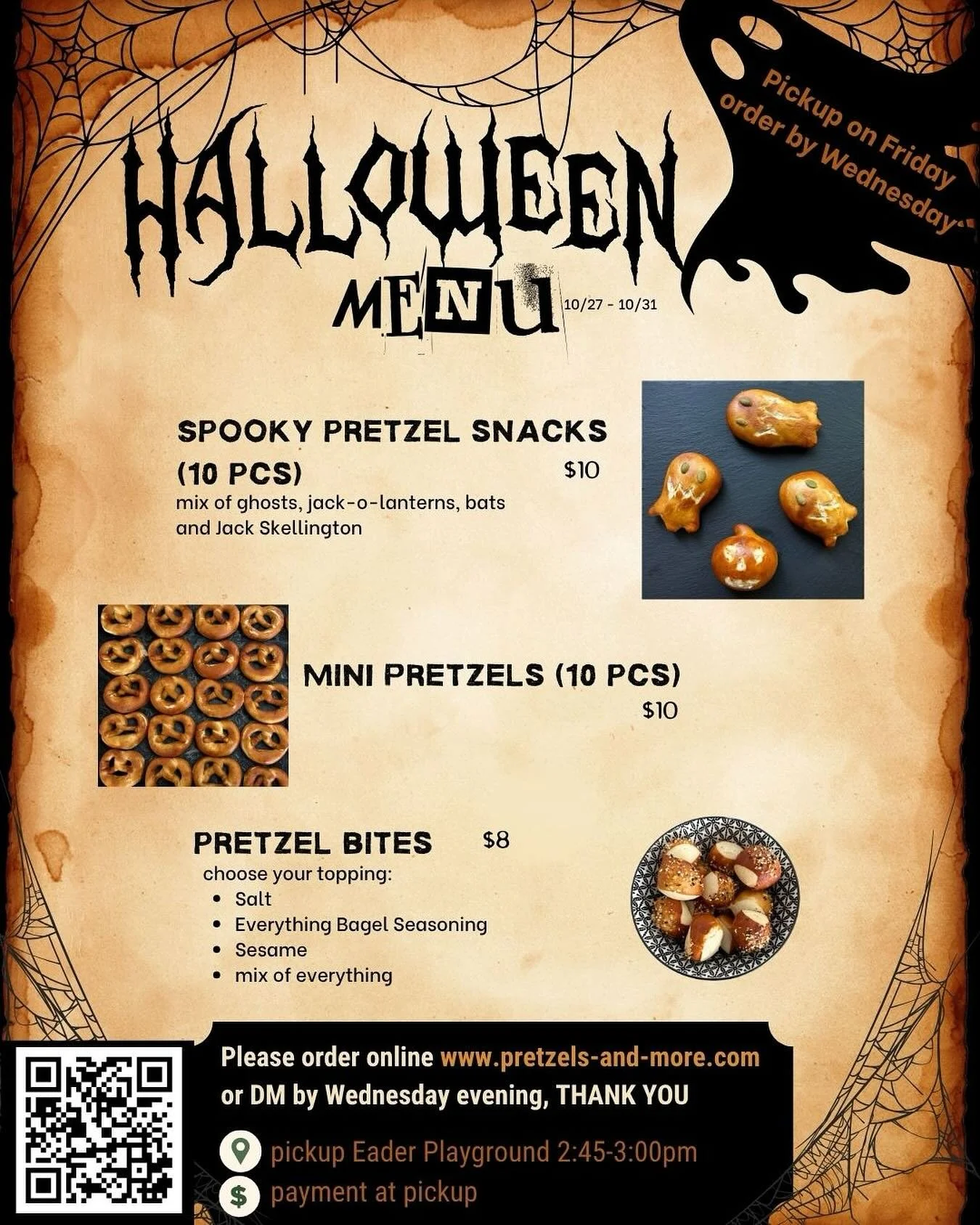 Treat yourself to some Halloween pretzel fun and have a spooktacular week, pretzel lovers! 🧡🥨👻🎃 #halloweensnacks #huntingtonbeach #sourdough #pretzellove #pretzelsandmore