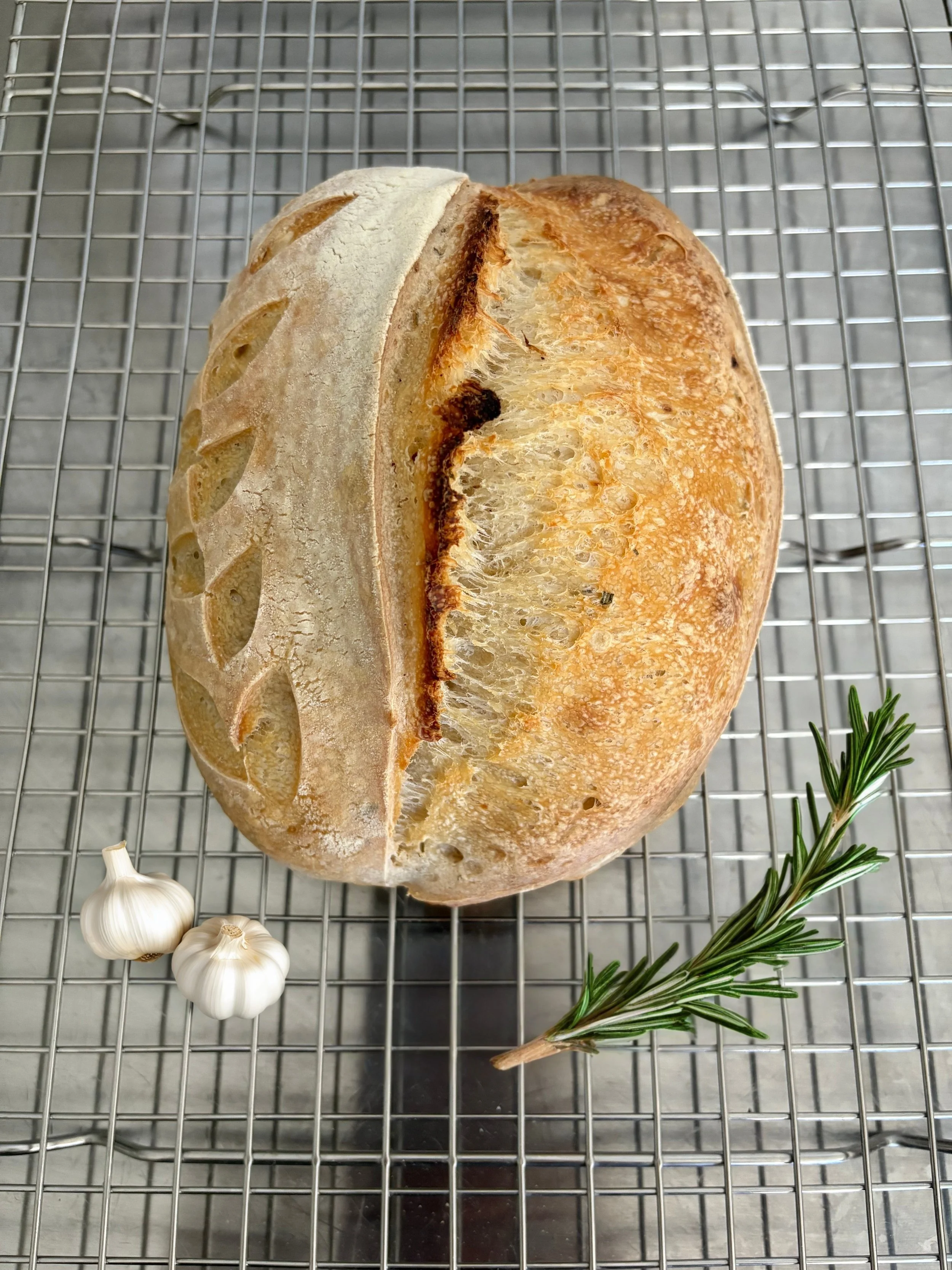 Sourdough Loaf with Roasted Garlic & Rosemary