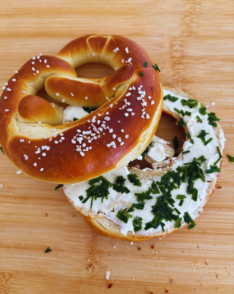 Pretzel with Cream Cheese and Chives