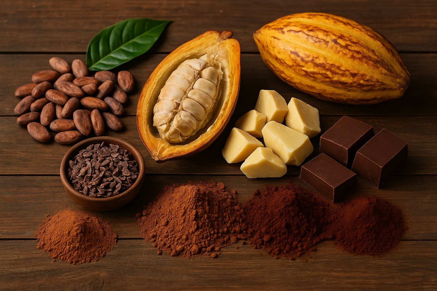 Close-up of raw cocoa beans — representing cocoa powder, butter and liquor for export.