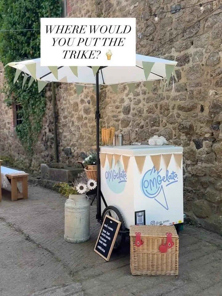 Where would you put the OMGelato trike at your wedding? 🍦

By the ceremony?
☀️ Perfect for a post-ceremony treat

By the evening reception?
🎉 A late-night sweet treat

Or somewhere guests can wander over throughout the day?
🍦 Even better!

If you 