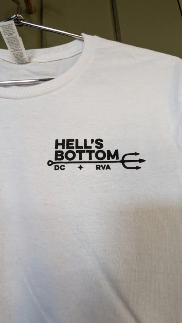 Barber of Hell's Bottom logo on shirt