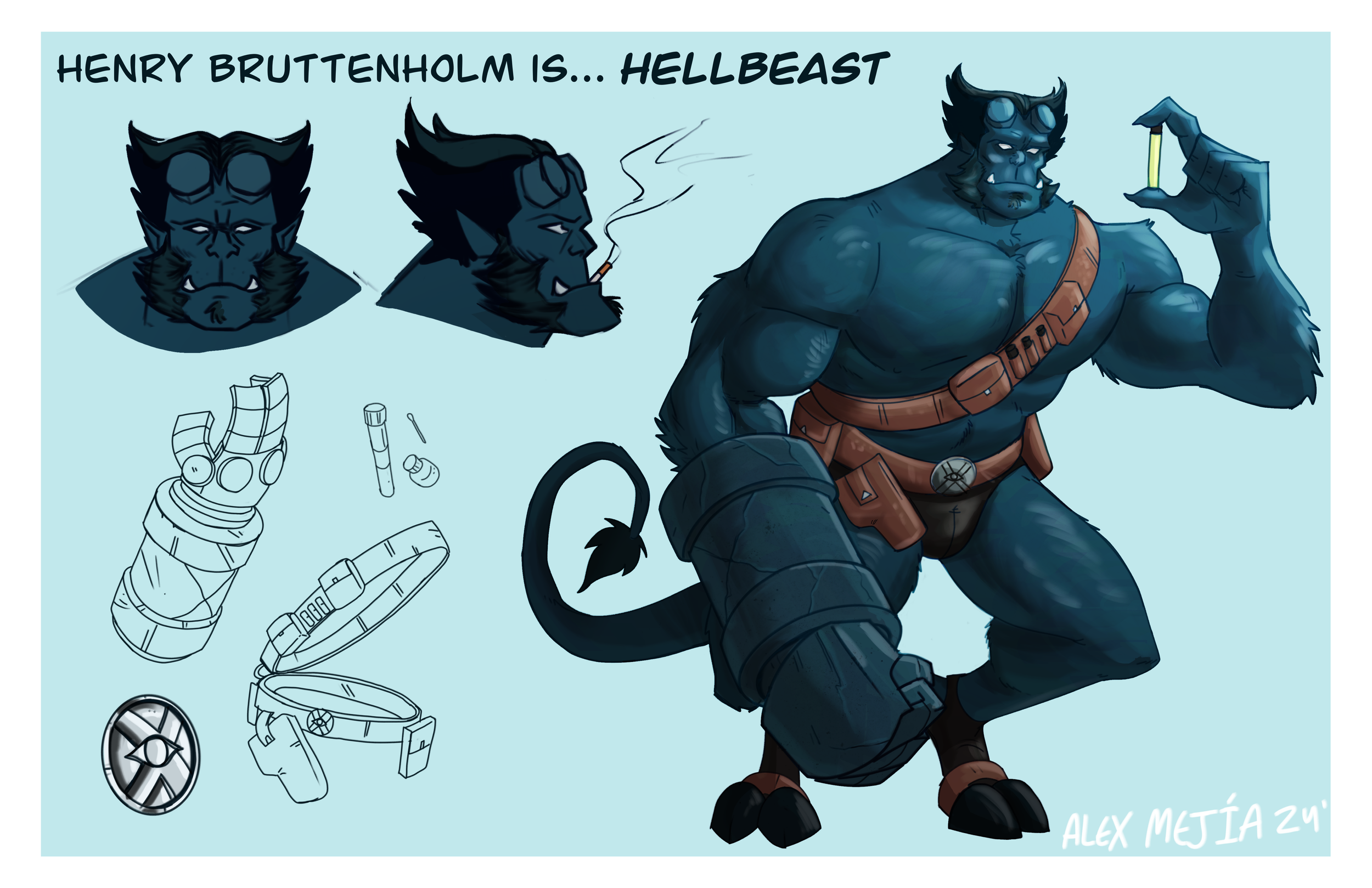 Hellboy and Beast Combination Character Design