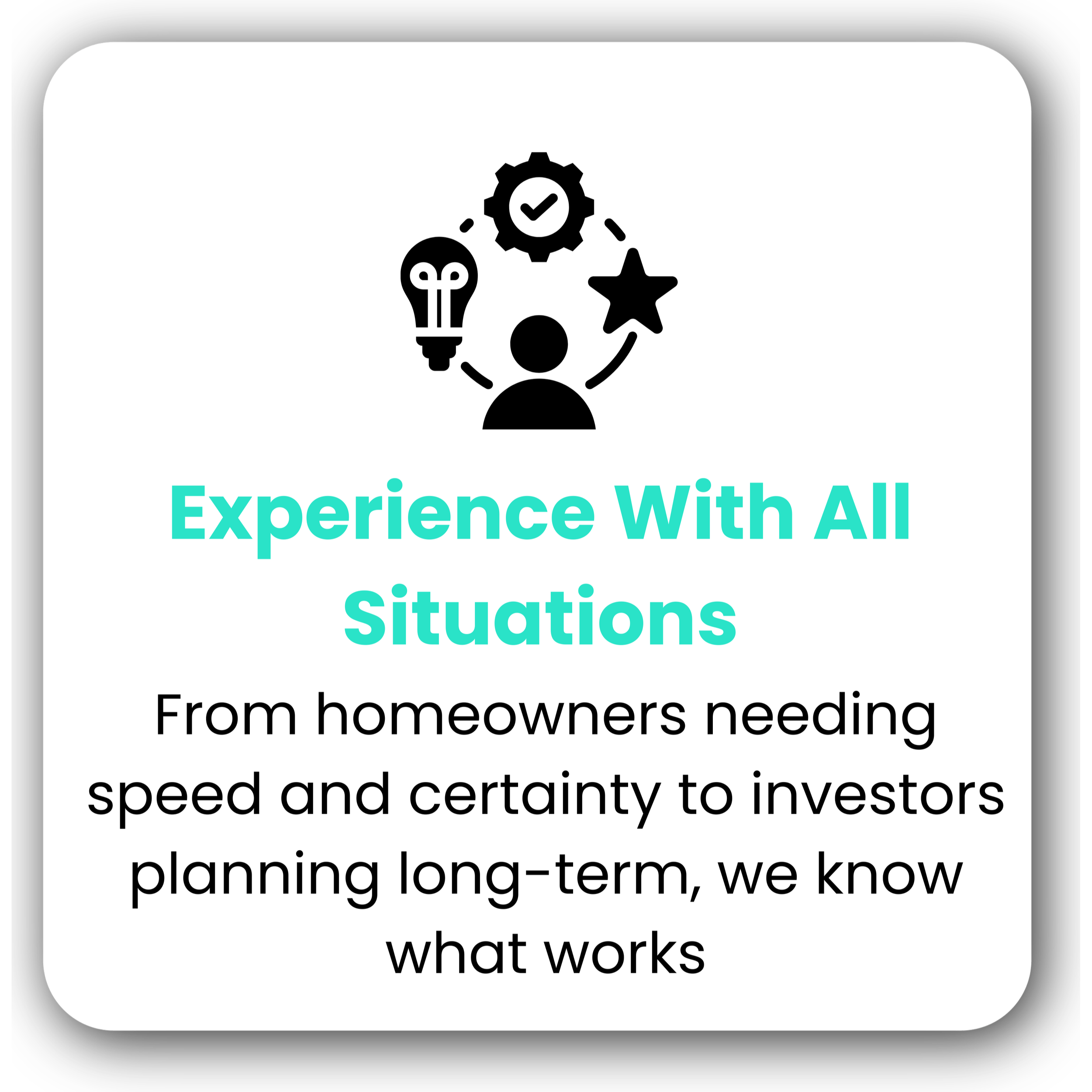 Experience with all situations graphic for Pena Real Estate helping homeowners and investors across Dallas