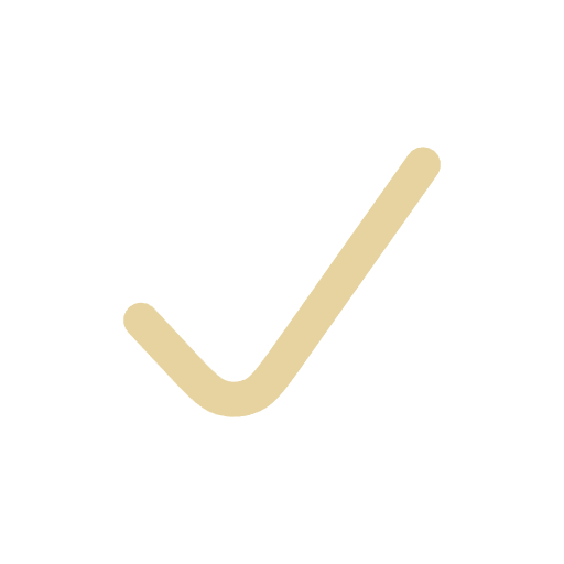 Beige checkmark on a blue background.