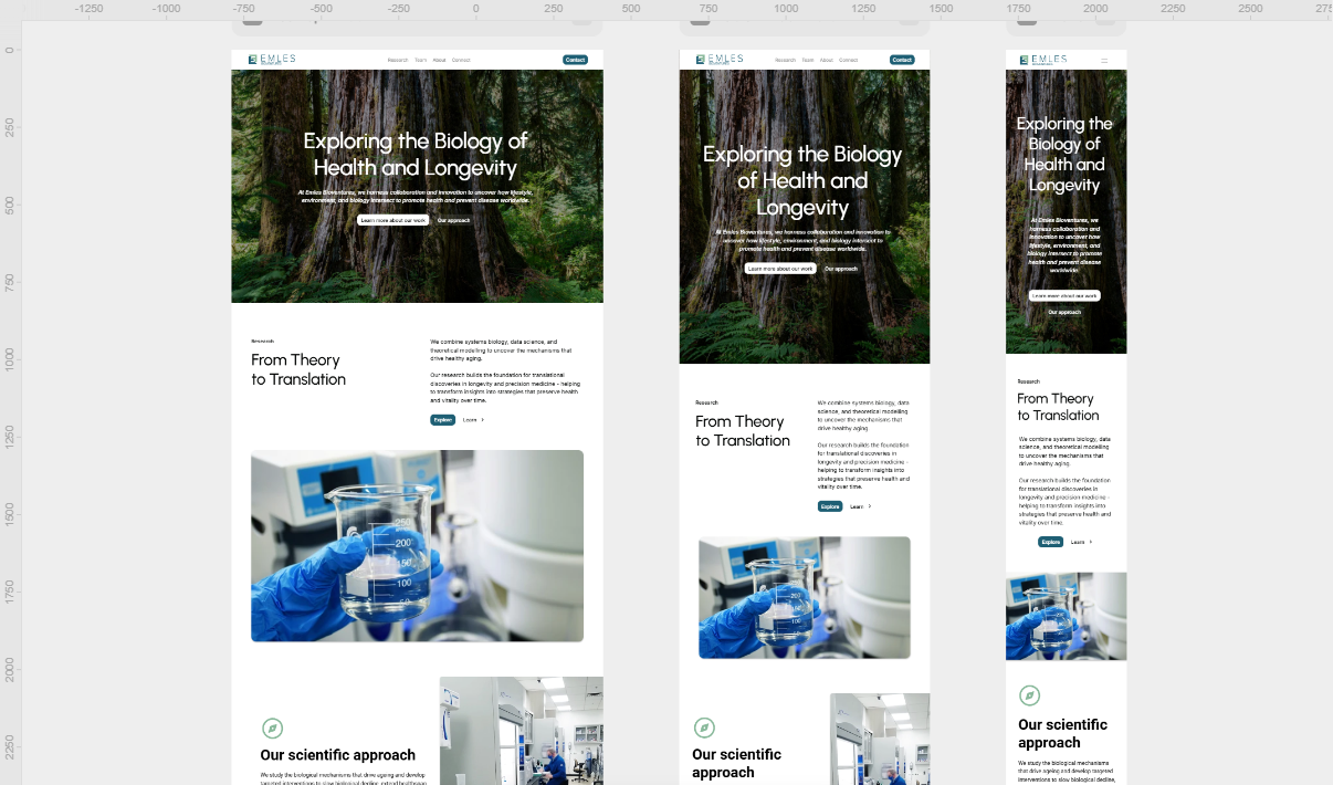 Desktop, tablet and mobile views