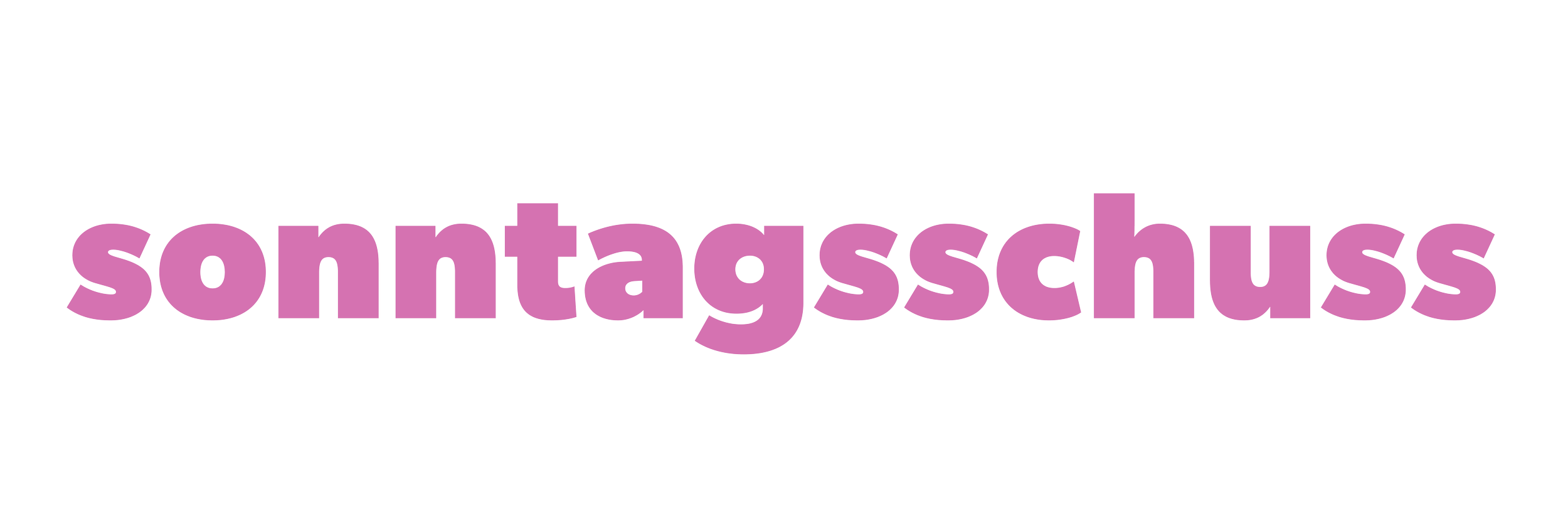 Text saying 'sonntagscuss' in purple font on a black background.