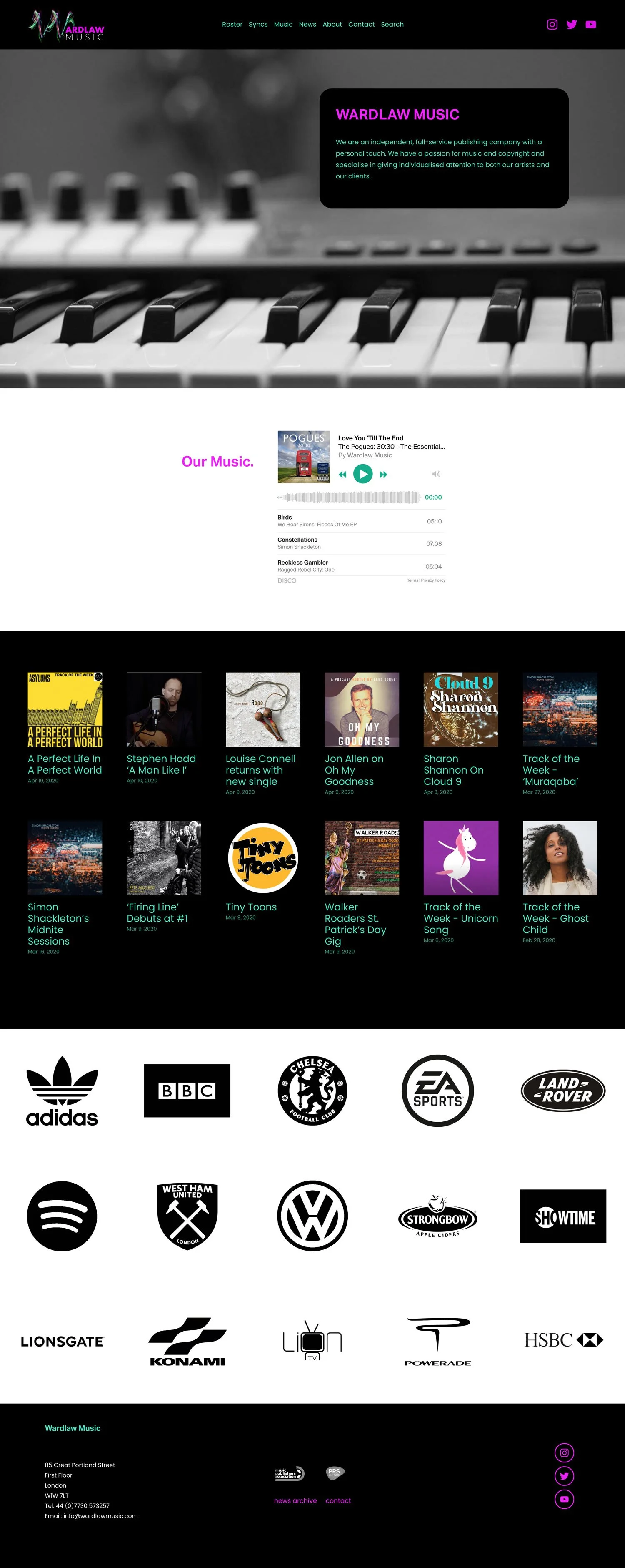 music publishing website home page