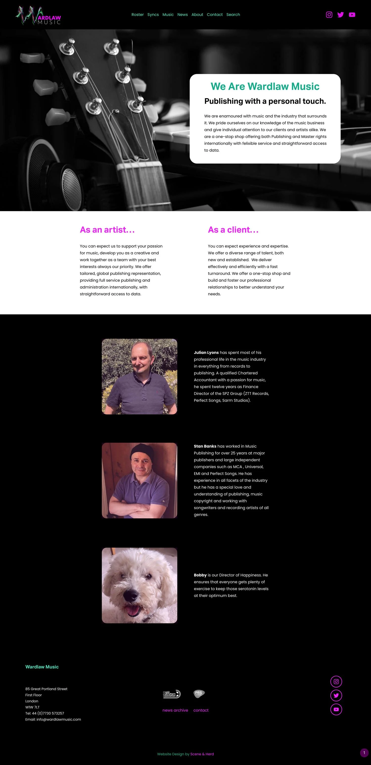 music publishing about page sample