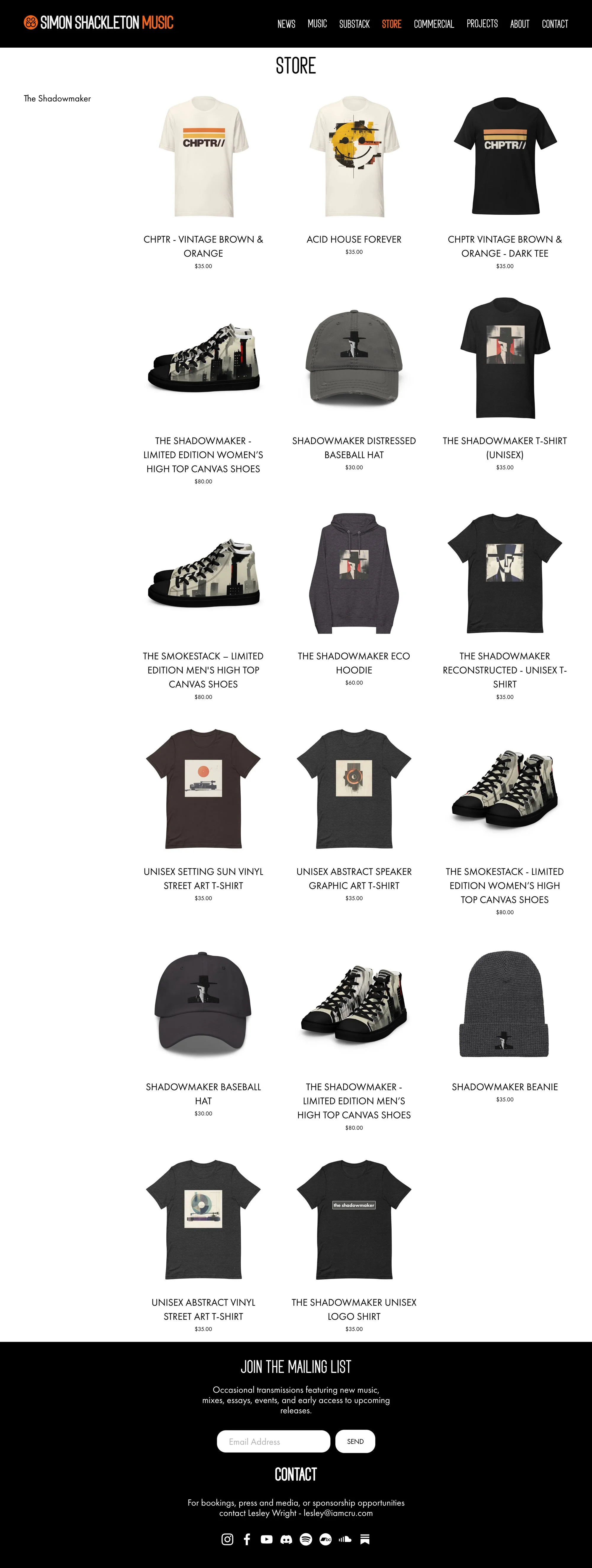 website store page sample