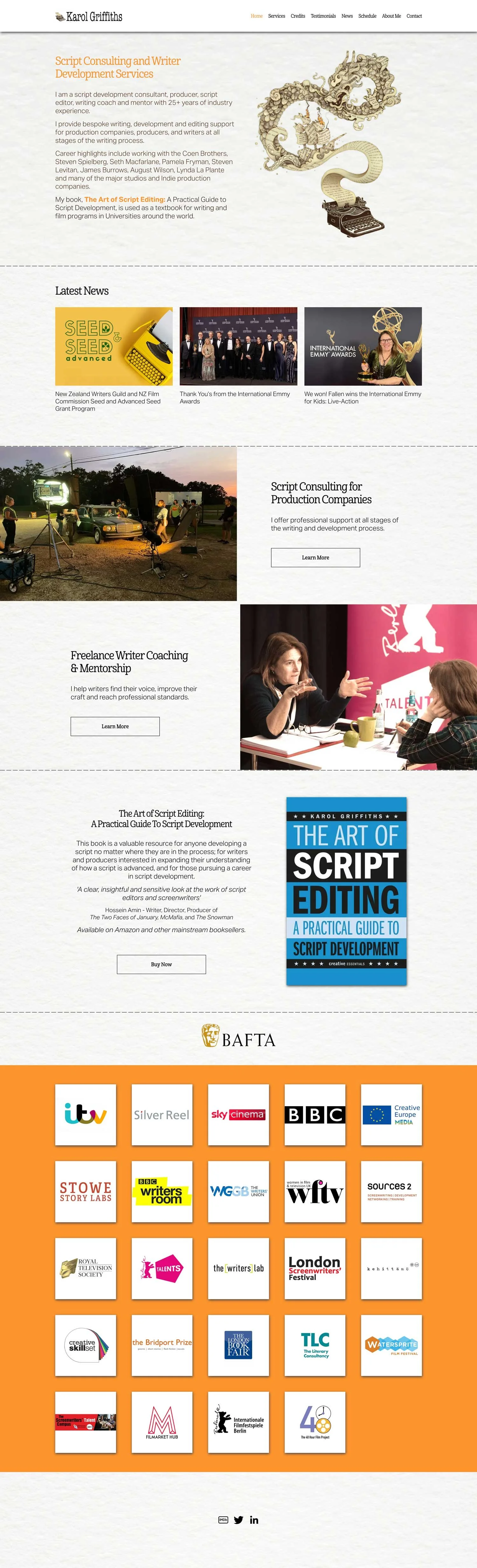 Script consultant website home page
