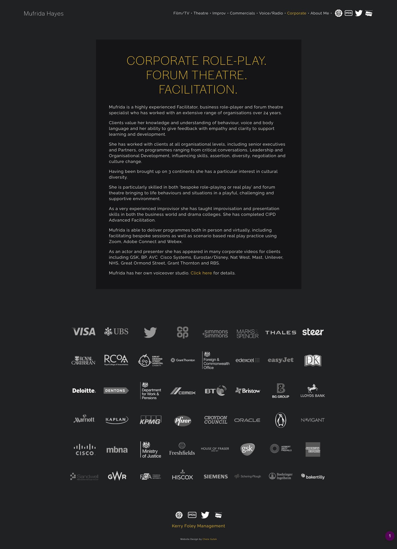 Actor website sample page