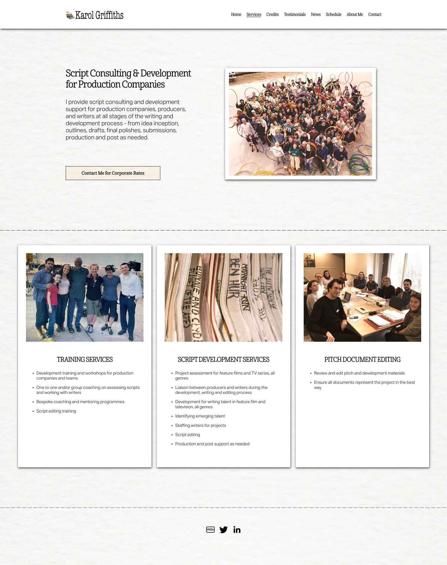 mentor website services page sample