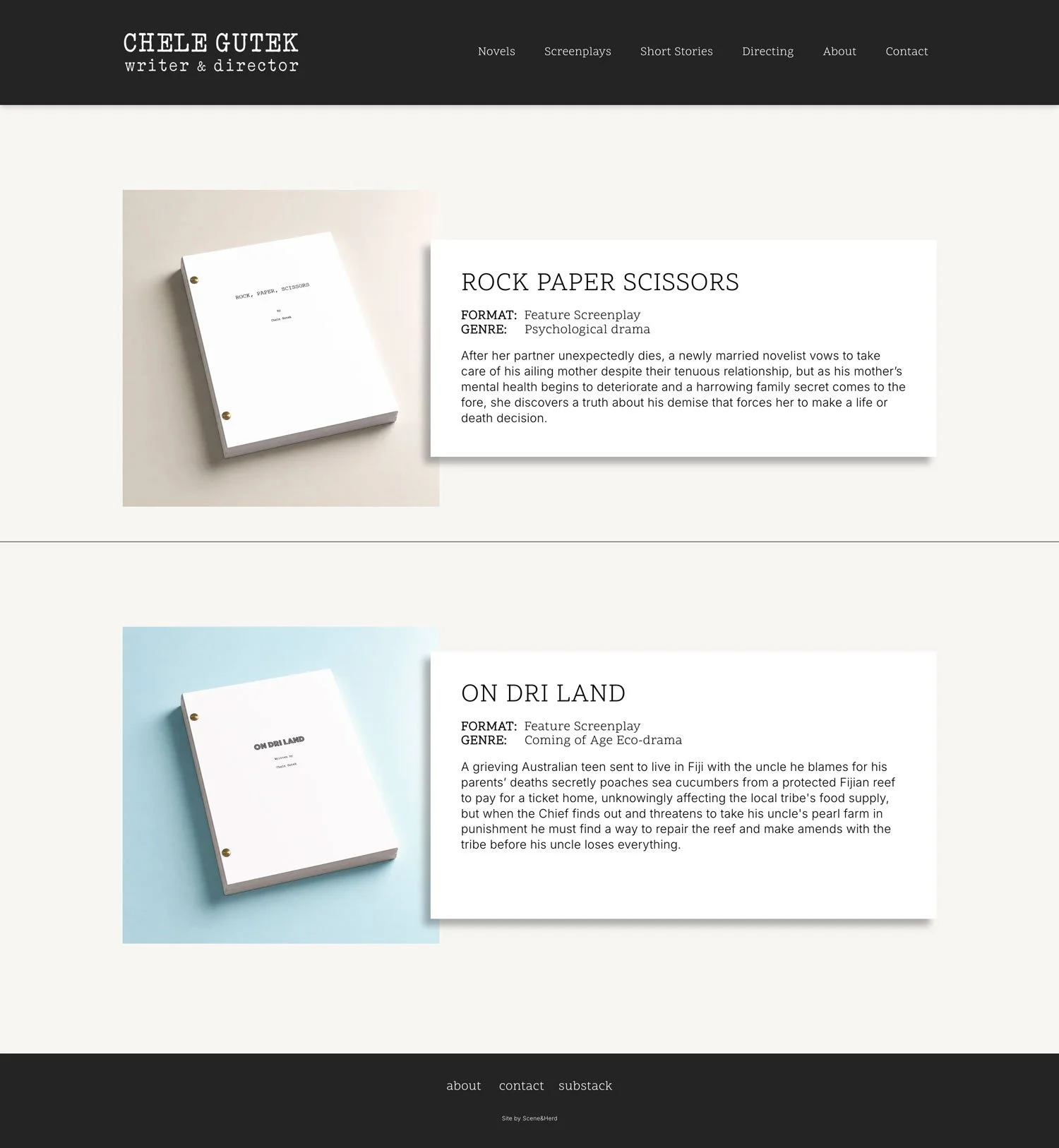 writing sample page on writers website
