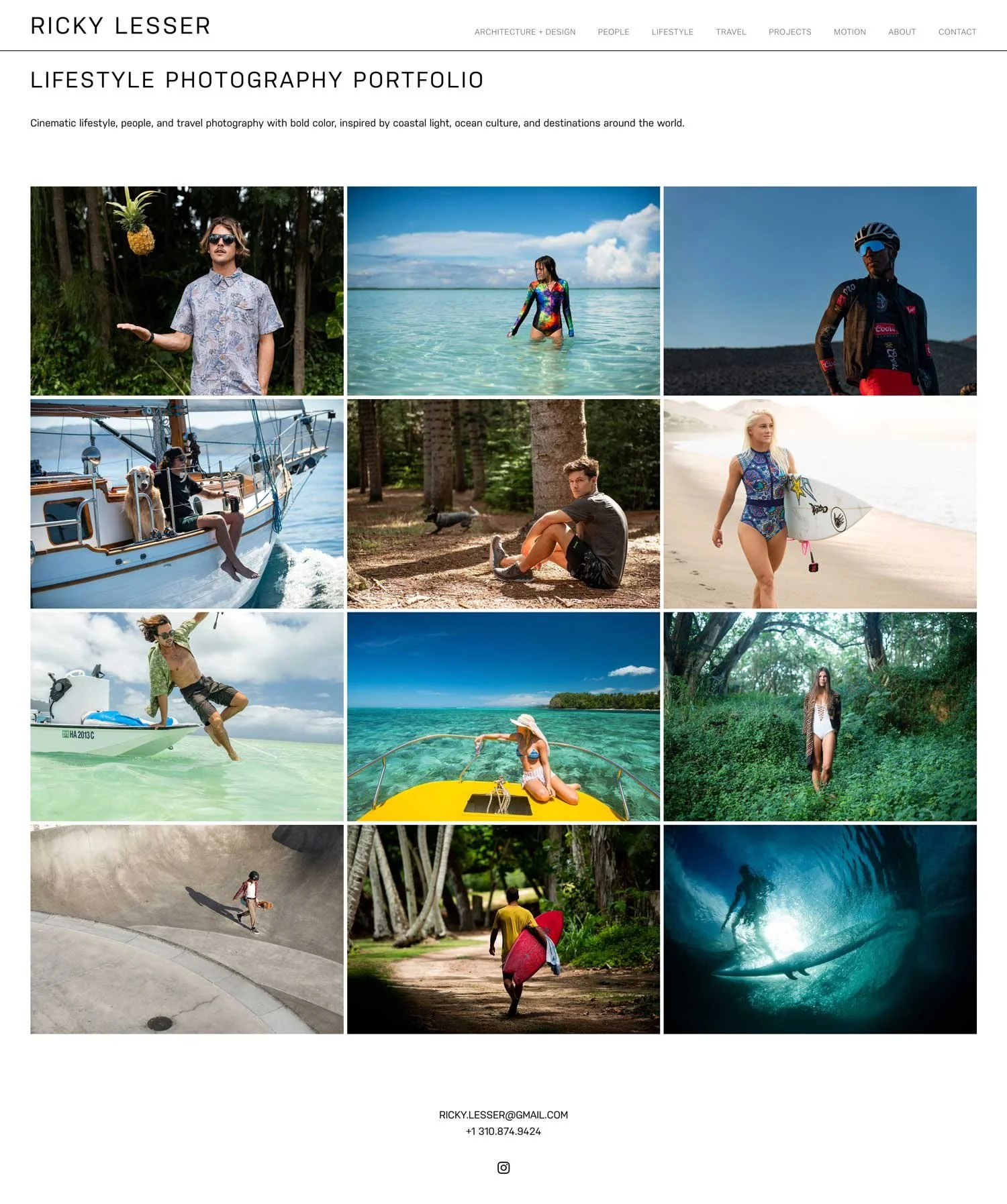 Lifestyle photographer website page sample