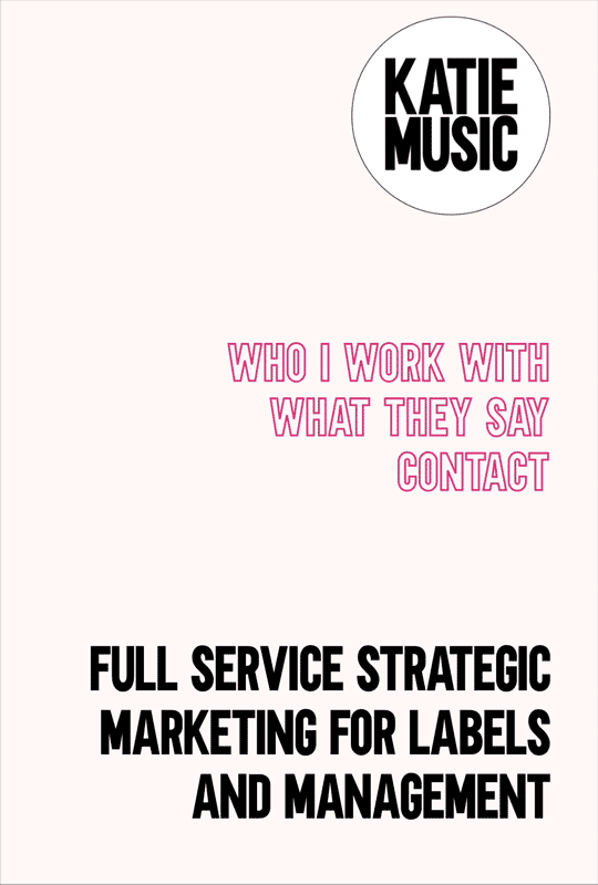 Katie Music website navigation sample