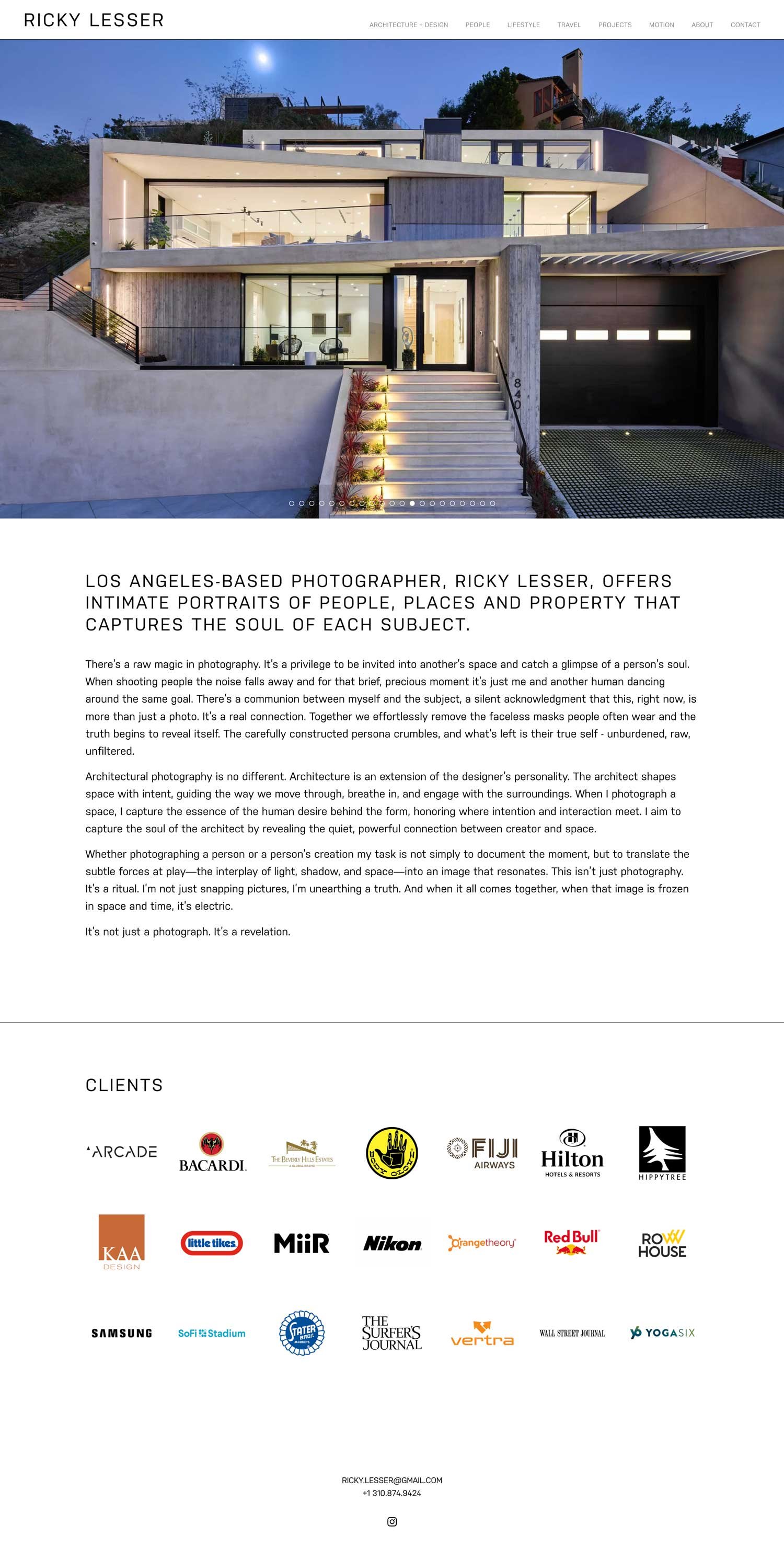 Ricky Lesser photography website home page