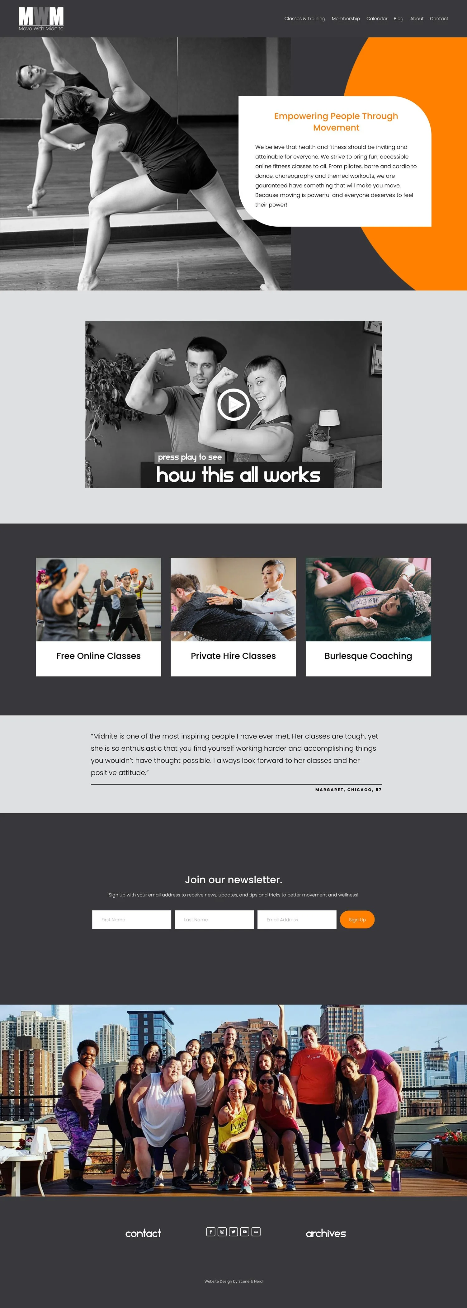 fitness instructor website home page