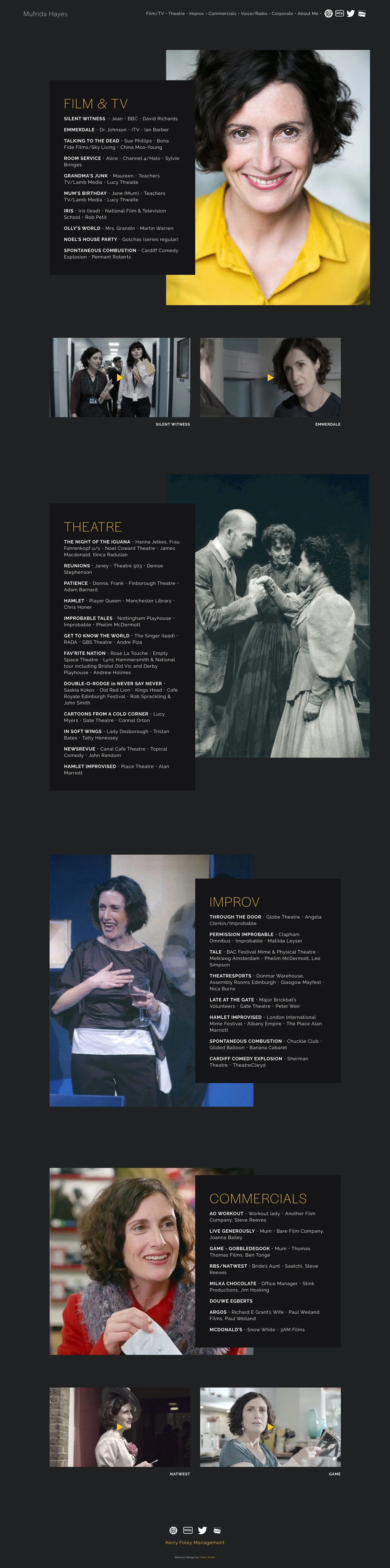 Actor website portfolio page sample