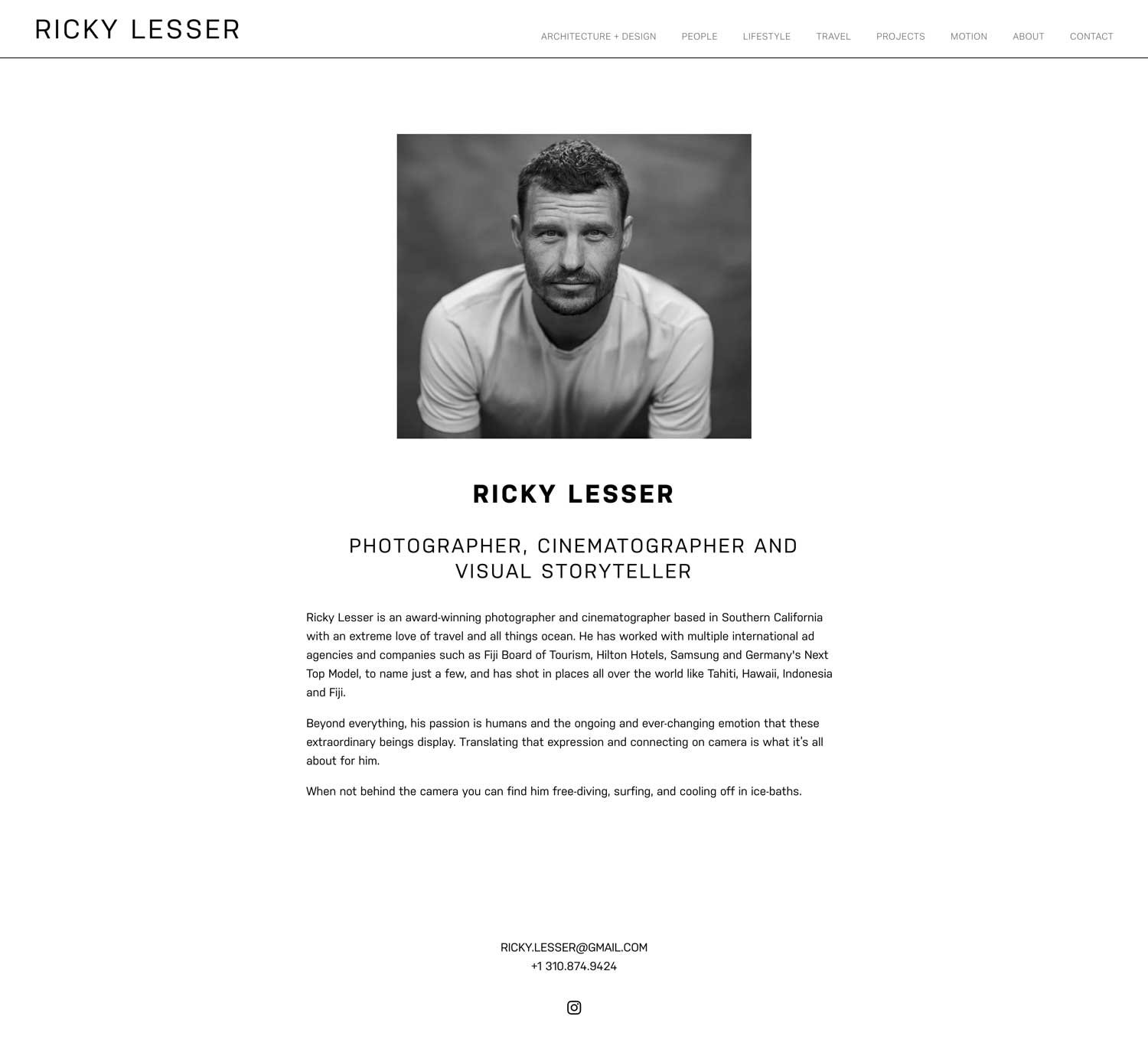 Ricky Lesser photographer about page