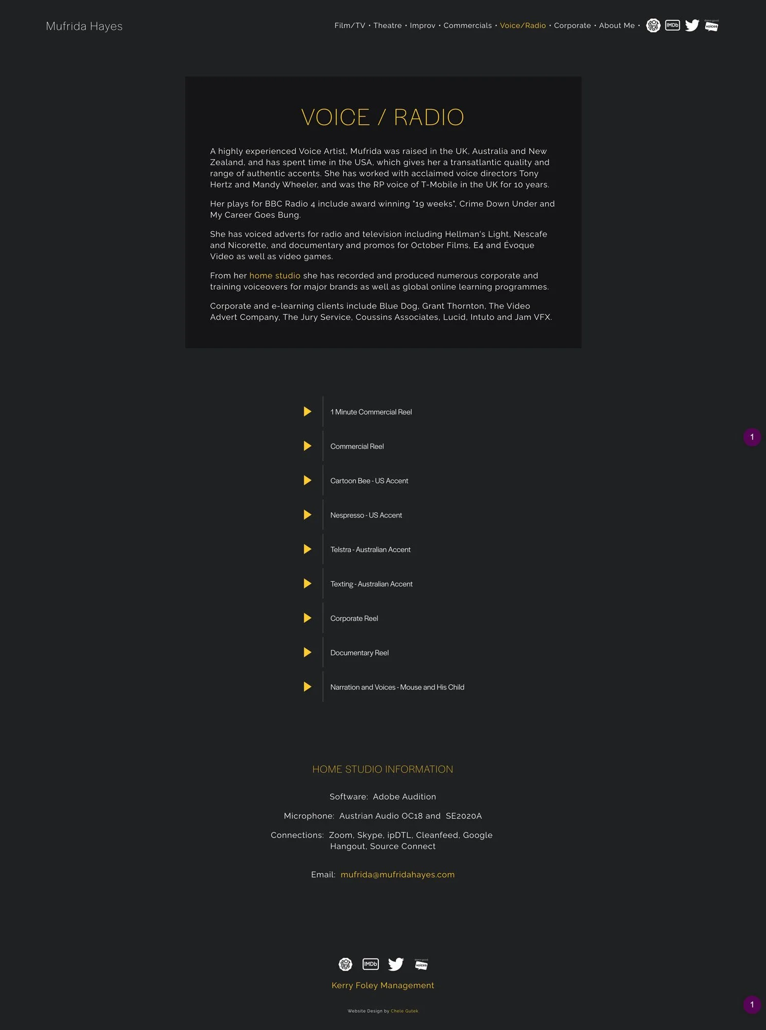 Voice actor website sample page