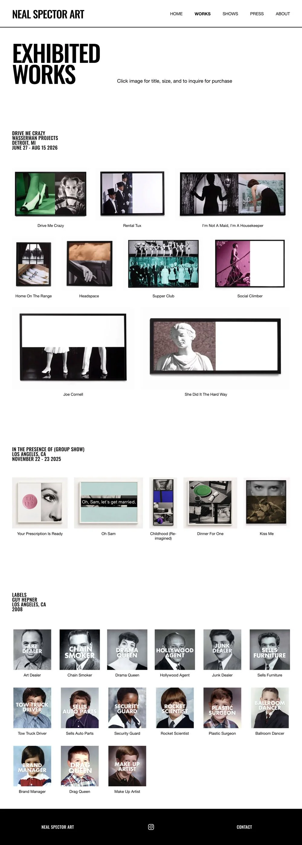 Neal Spector Art website sample page of his portfolio