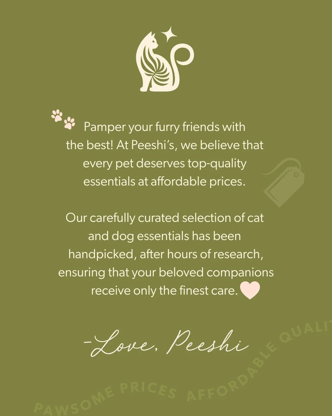🐾 At Peeshi&rsquo;s, we believe that your furry friends deserve the best without breaking the bank! Our affordable prices come with a promise: we meticulously research and select only the finest products for your pets.

🌟 We prioritize pet food bra