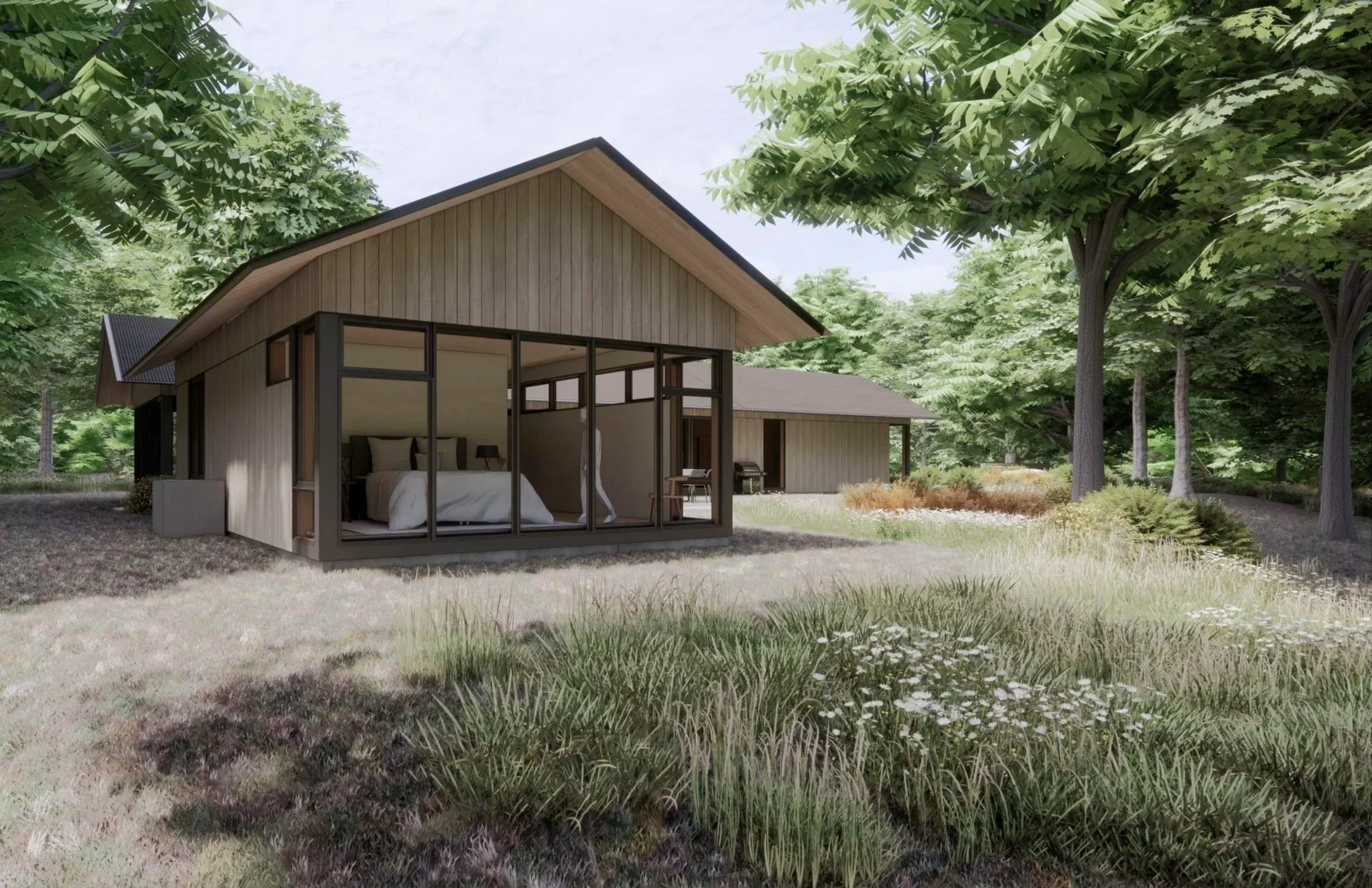 Rendering: Rear exterior, primary suite