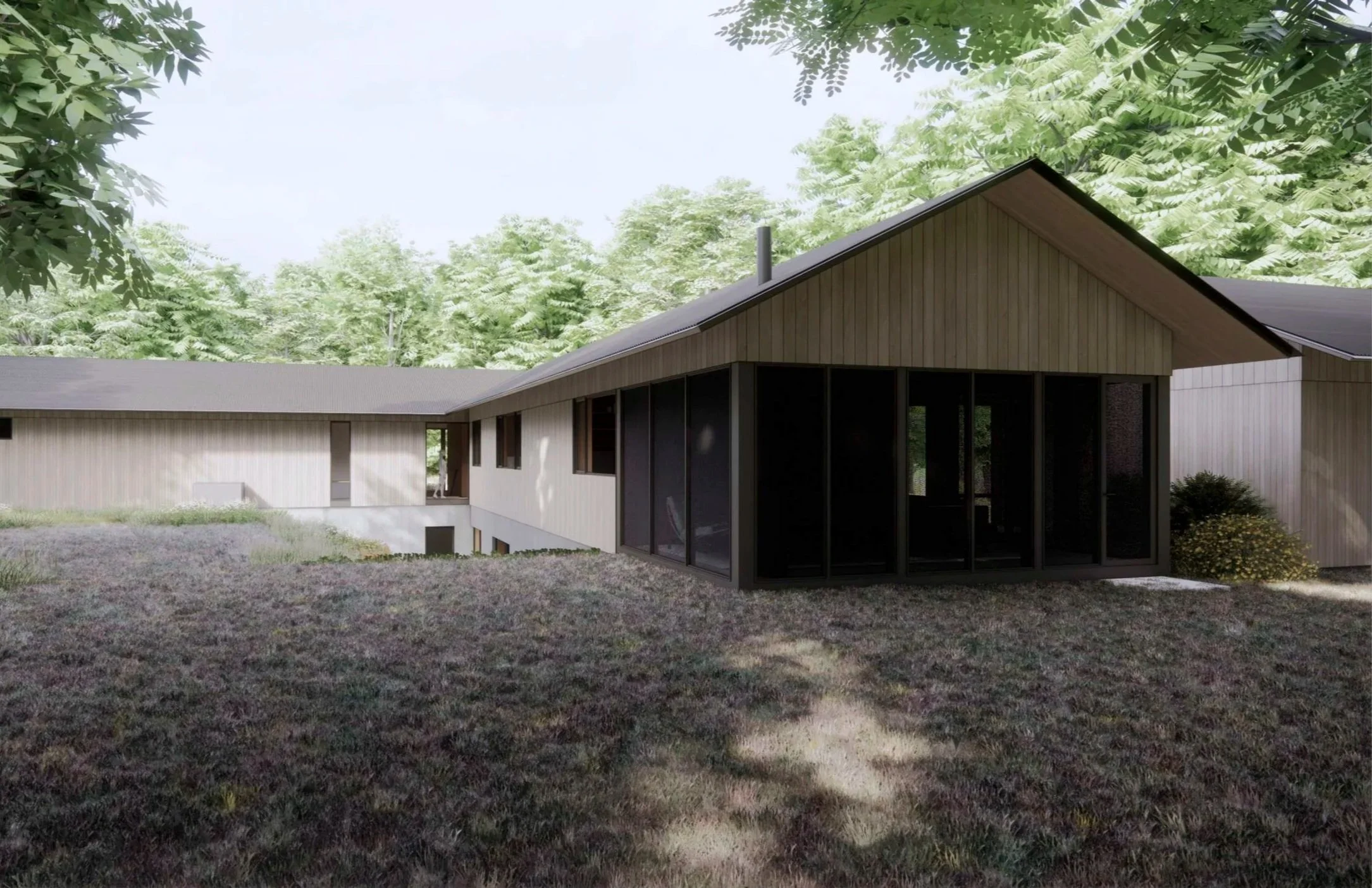 Rendering: Rear exterior, screen porch