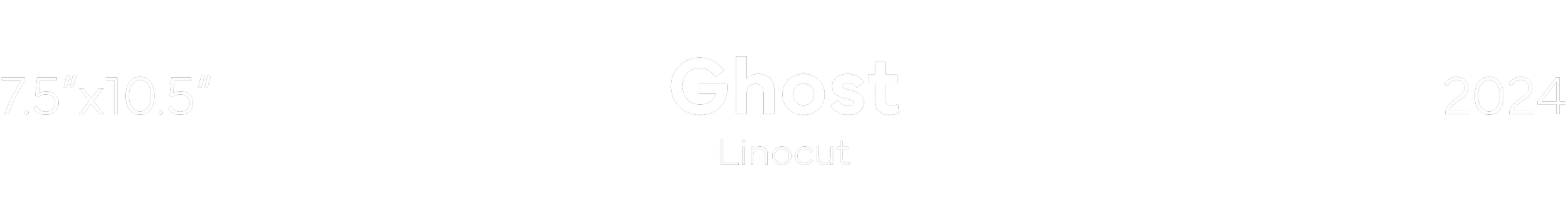 Concert poster for the band Ghost, titled 'Linocut,' scheduled for 2024, measuring 7.5 by 10.5 inches.