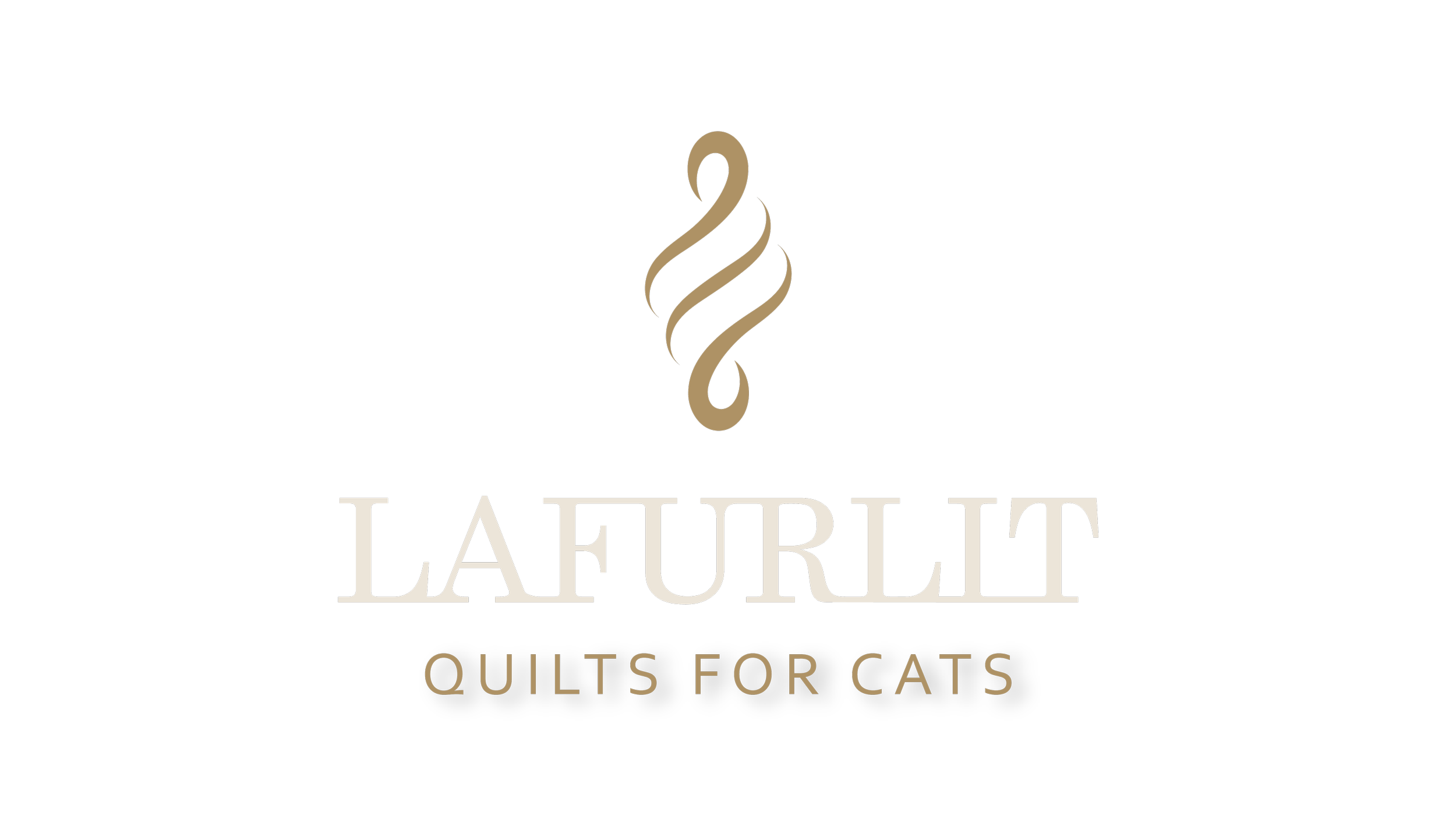 Lafurlet Quilts for Cats logo with stylized cat silhouette and text on black background