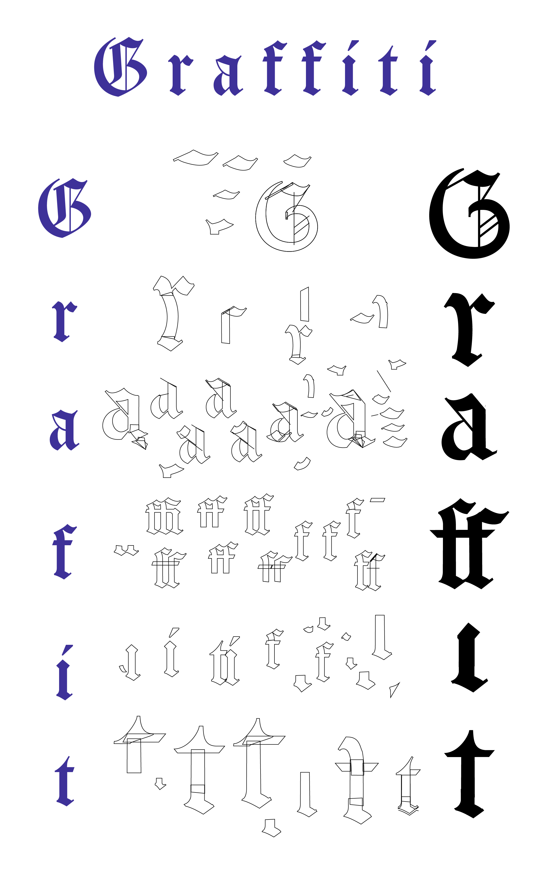 Black and purple text that reads "Graffiti Art" in a stylized font, with the word "Graffiti" at the top and "Art" vertically aligned down the left side.