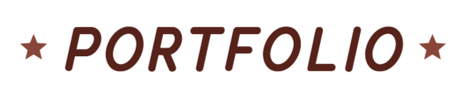 The word 'PORTFOLIO' written in bold, dark red letters with small stars on either side.