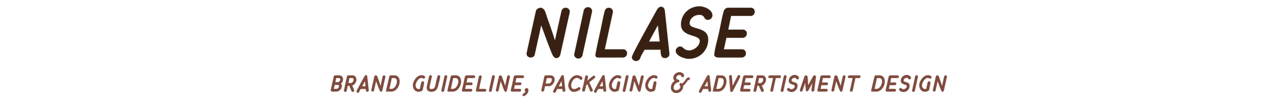 Close-up of a magazine or brochure page featuring the NILASE brand, with text about brand guideline, packaging, and advertisement design.