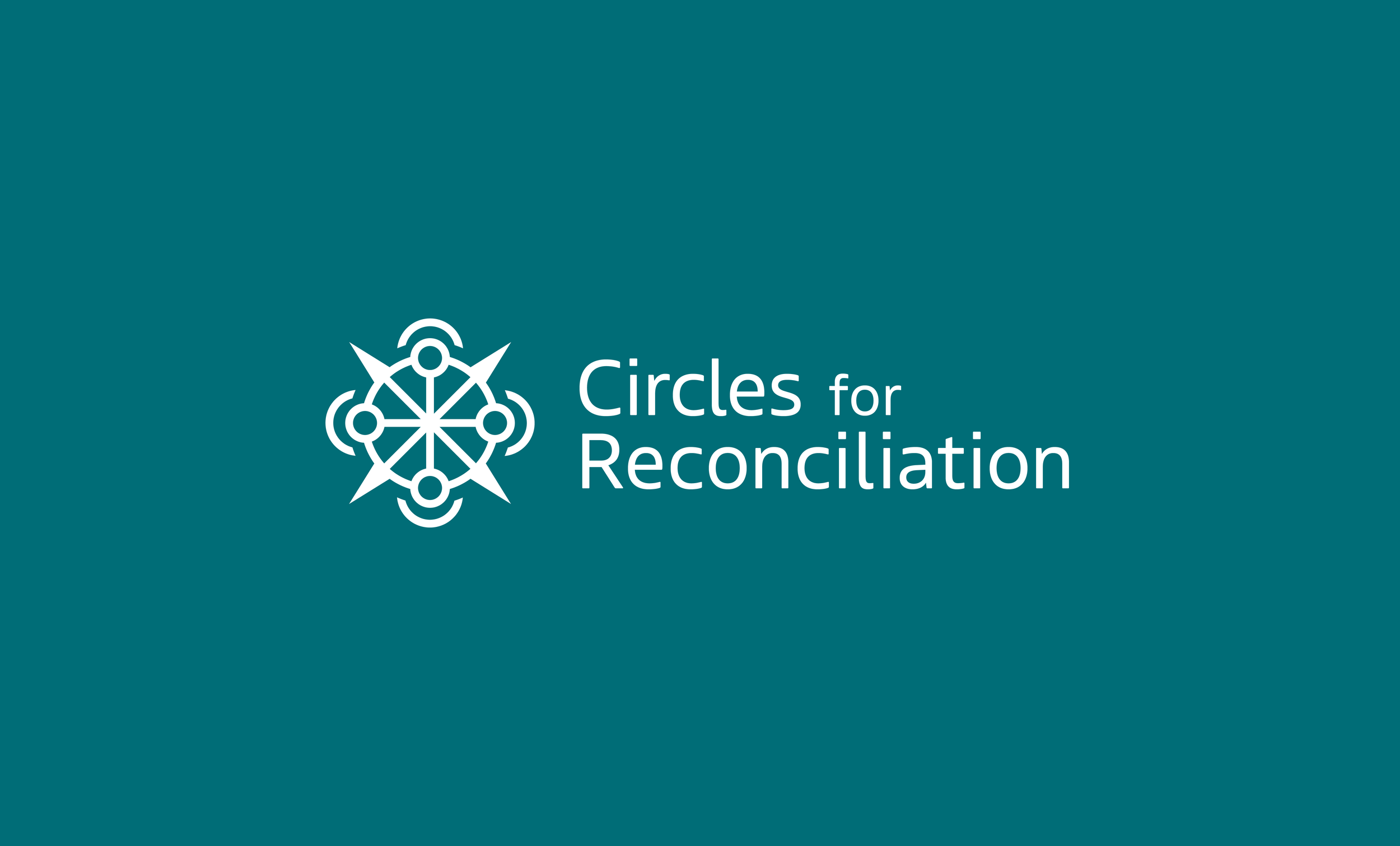 Logo of Circles for Reconciliation, featuring a circular design with interconnected circles and arrows, with the text 'Circles for Reconciliation' on a teal background.
